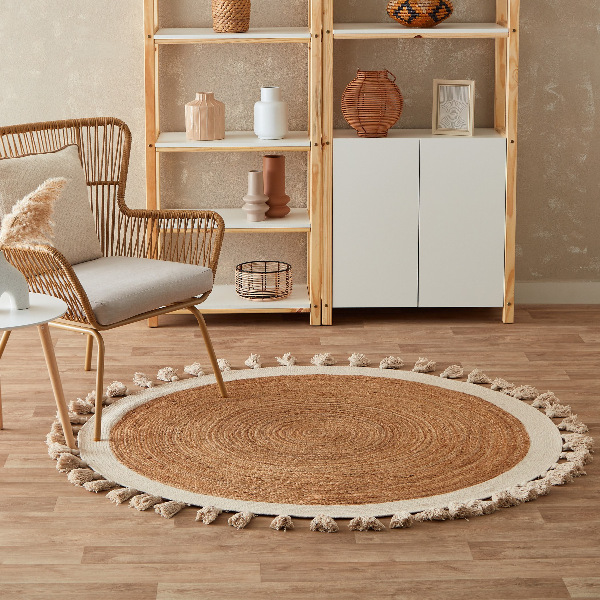 سجادة جوت مستديرة مصنوعة يدويا من إيكو - 150 سم-hbxdecorandfurnishings-floorcoverings-rugs-image-1