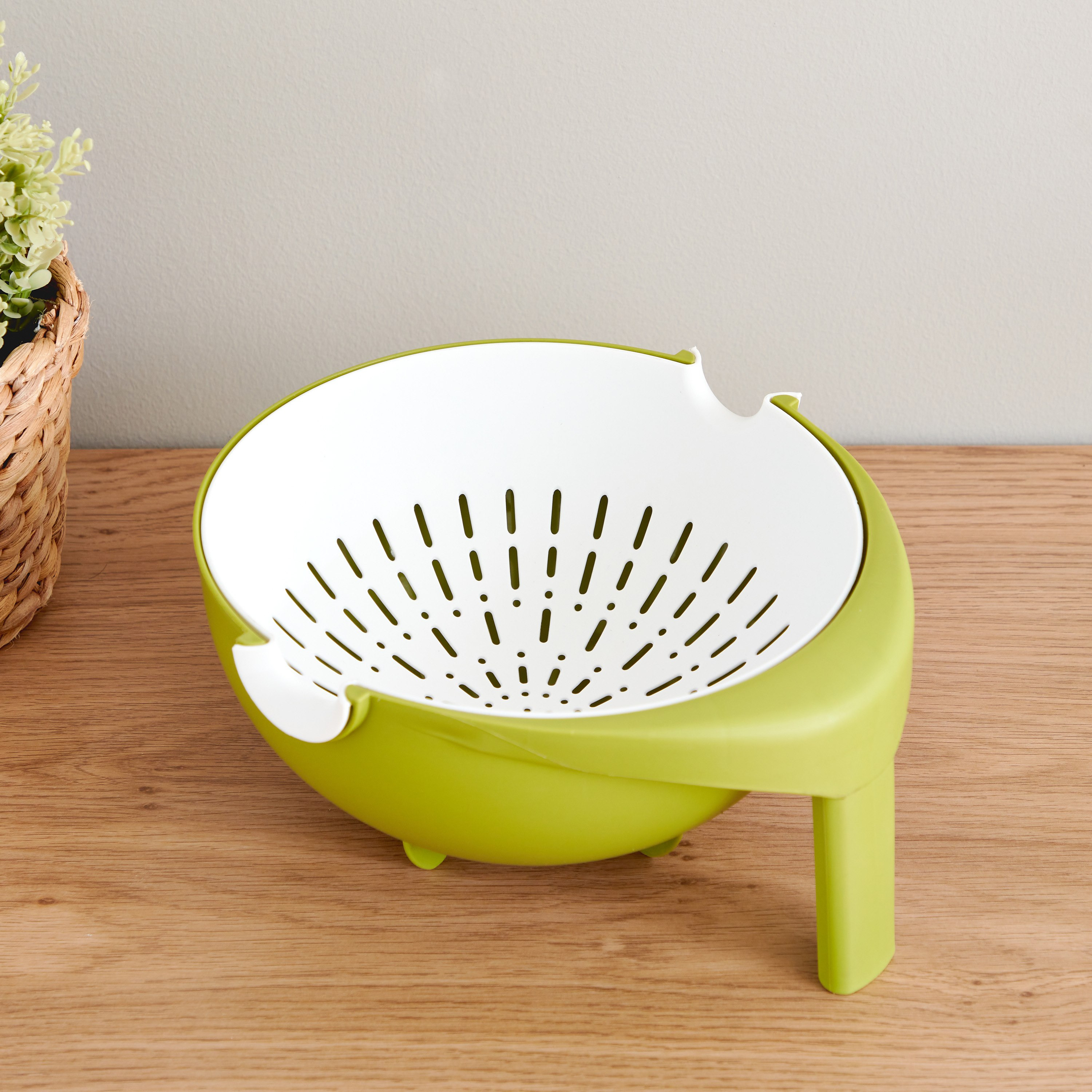 Alina Double Layer Fruit And Vegetable Washing Basket - 24.5x23x12 cm-hbxkitchen-kitchenware-kitchenaccessories-image-2