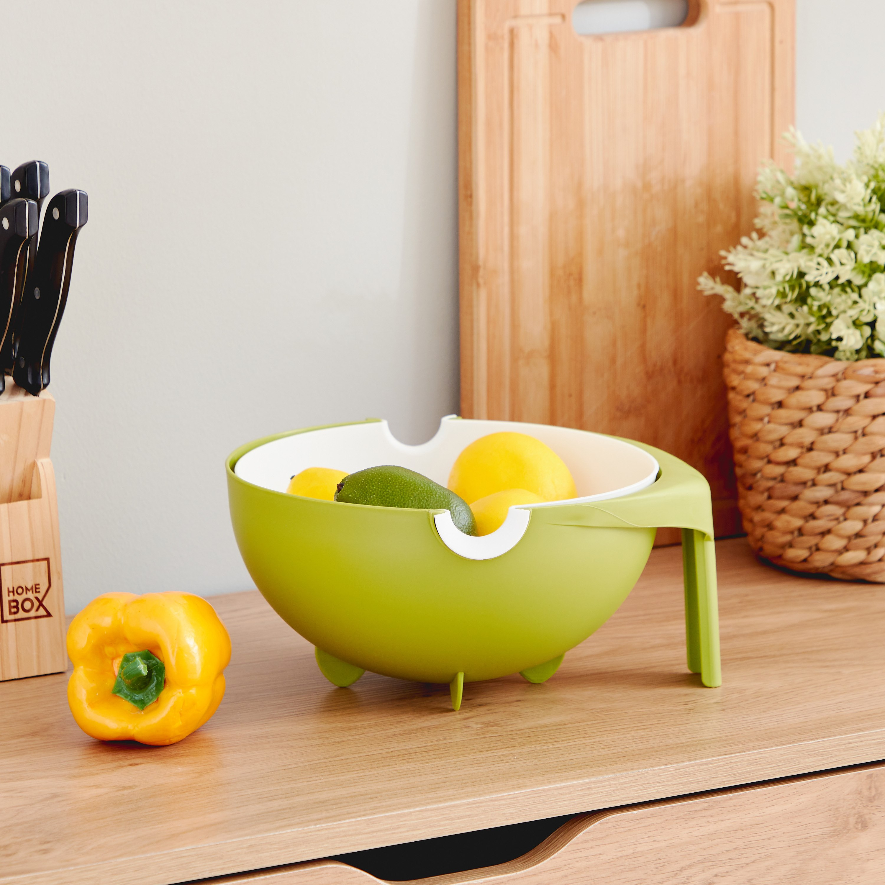 Alina Double Layer Fruit And Vegetable Washing Basket - 24.5x23x12 cm-hbxkitchen-kitchenware-kitchenaccessories-image-5