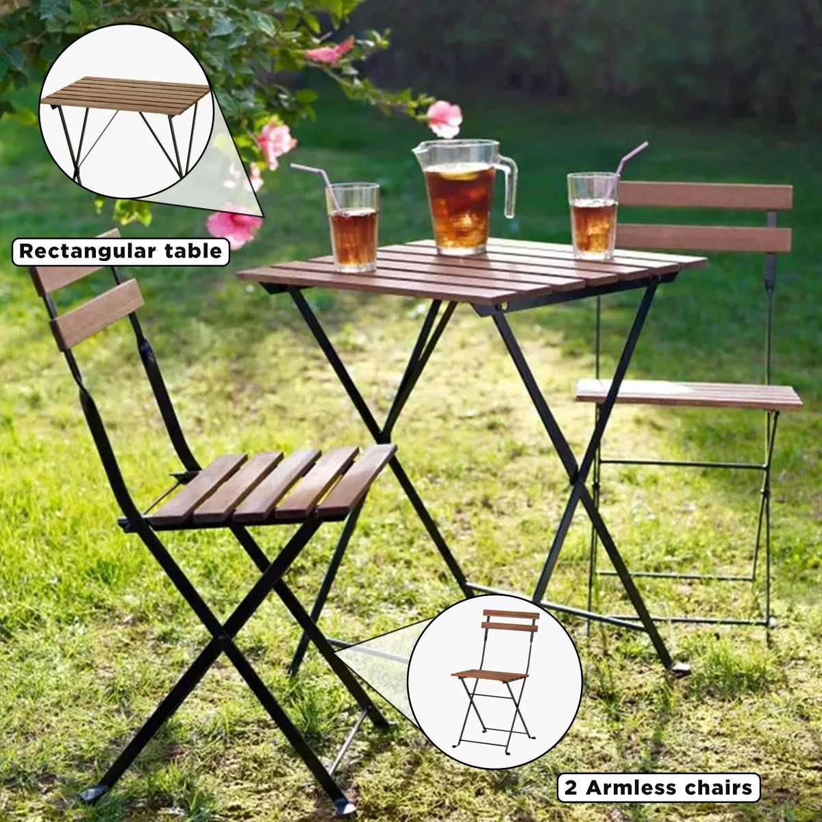 Metal folding garden table store and chairs