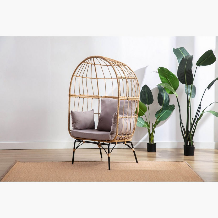 Katina Cocoon Steel Wicker Chair with Cushion-Swings and Chairs-image-1