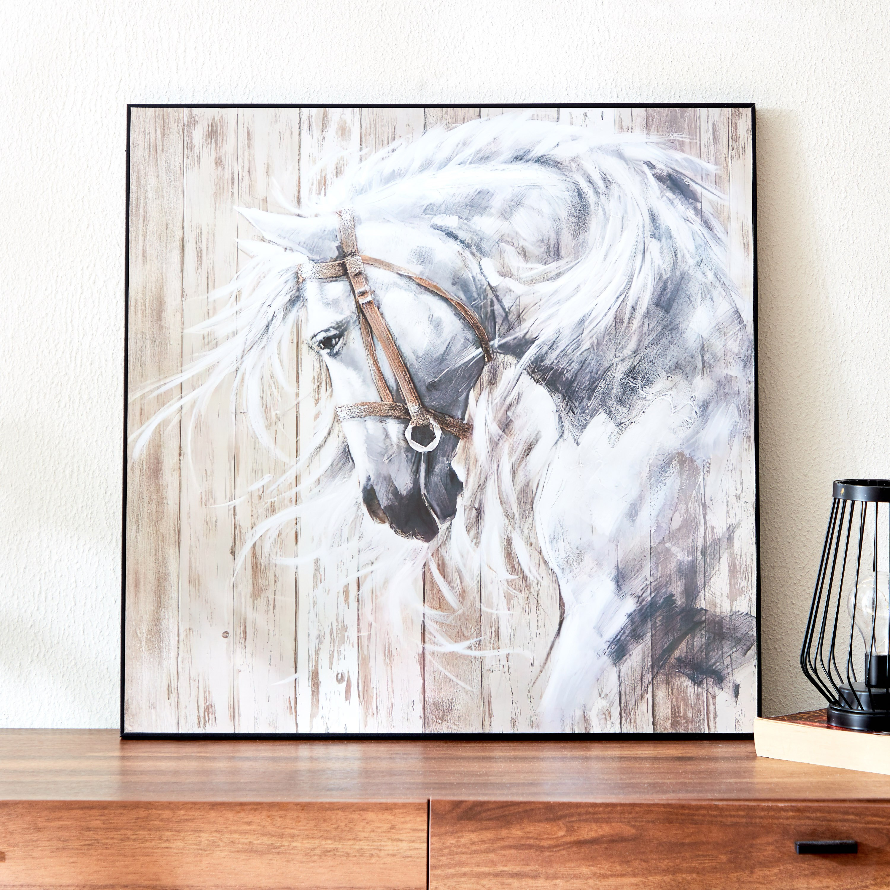 زينة حائط مؤطرة حصان من فيها - 60x2.5x60 سم-hbxhomeware-hbxdecorandfurnishings-image-1