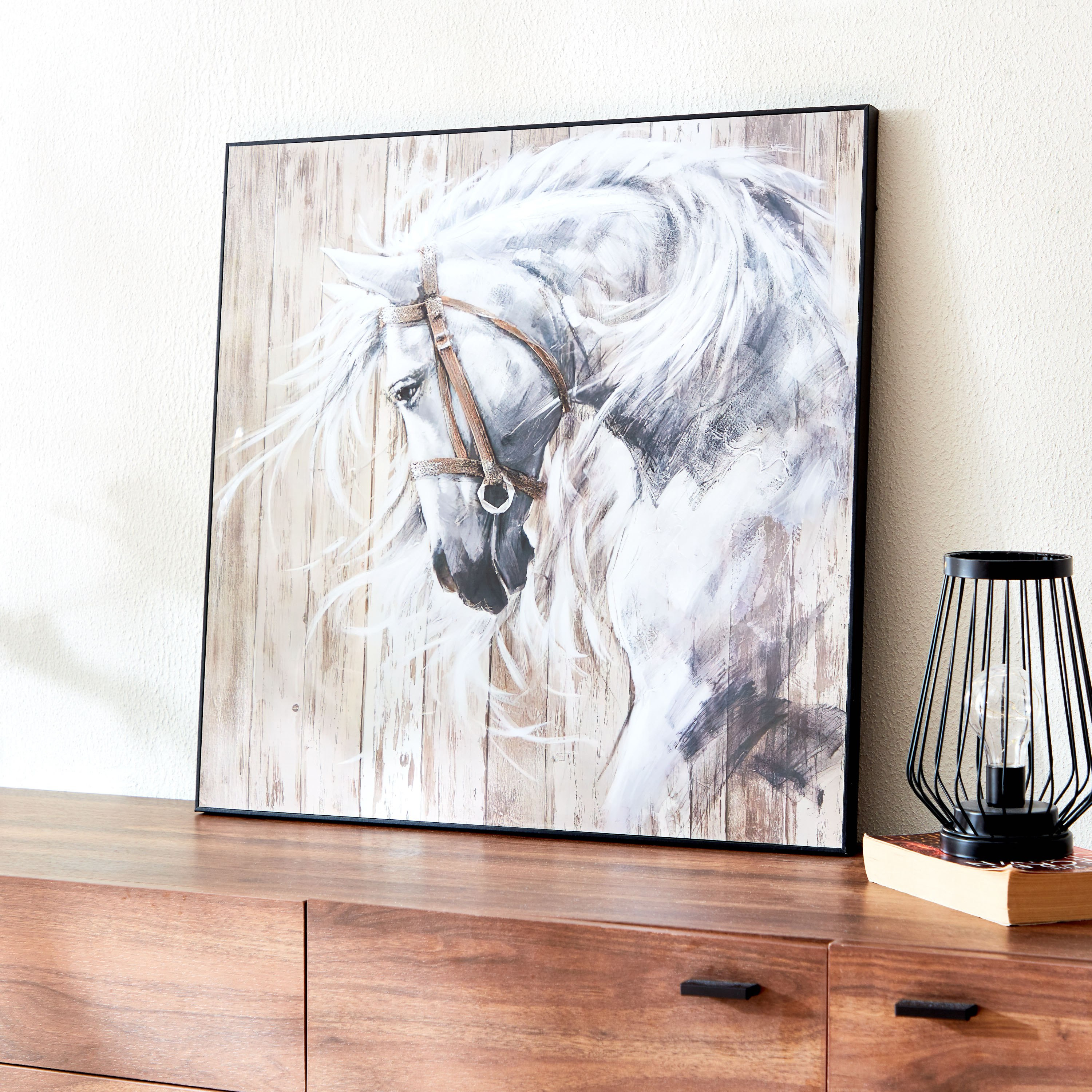 زينة حائط مؤطرة حصان من فيها - 60x2.5x60 سم-hbxhomeware-hbxdecorandfurnishings-image-2