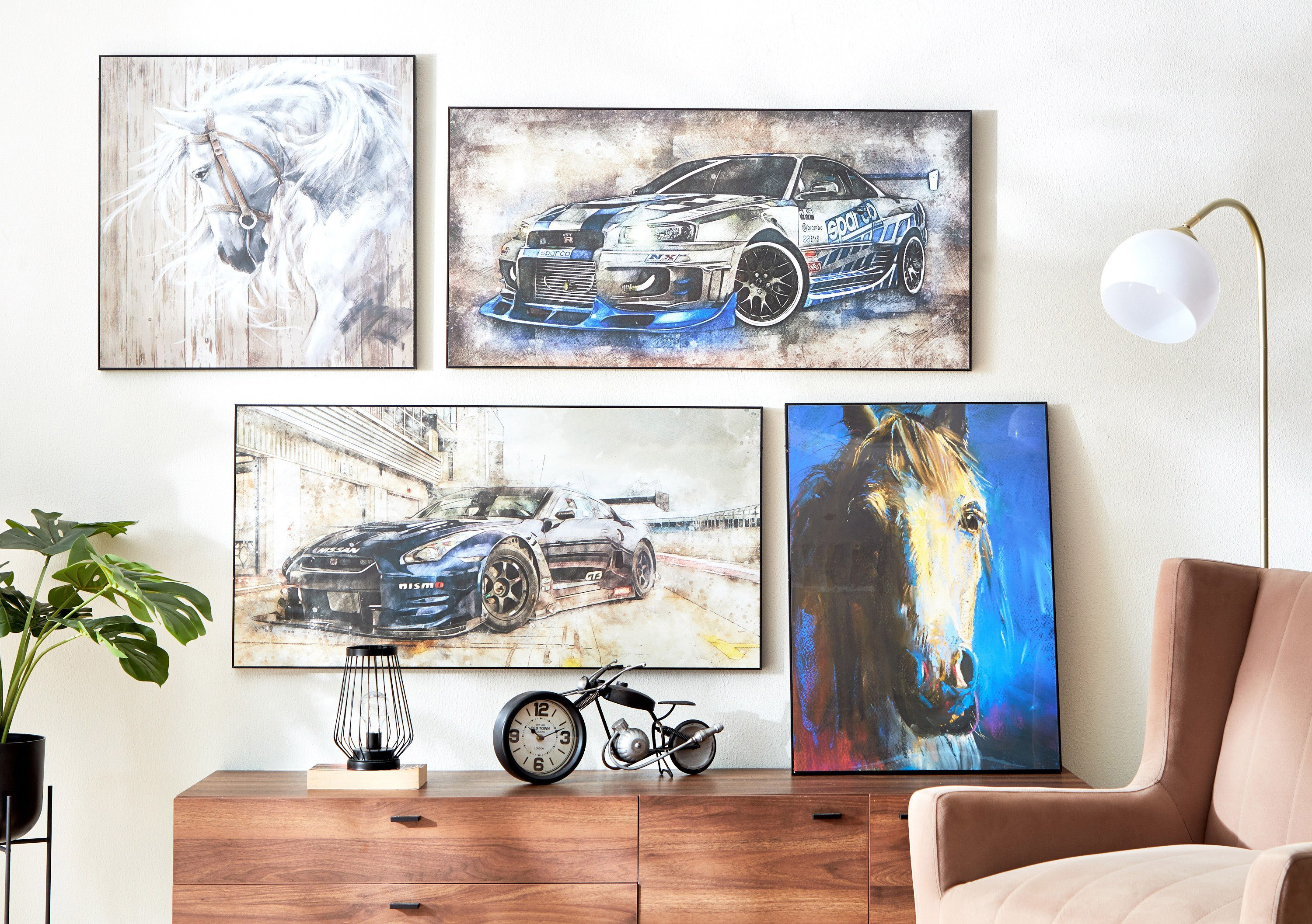 زينة حائط مؤطرة حصان من فيها - 60x2.5x60 سم-hbxhomeware-hbxdecorandfurnishings-image-4