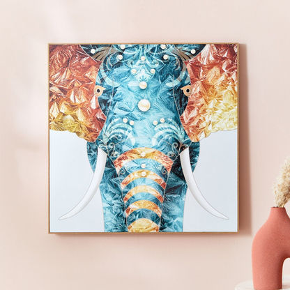Fiha Elephant Framed Wall Art - 60x2.5x60 cms