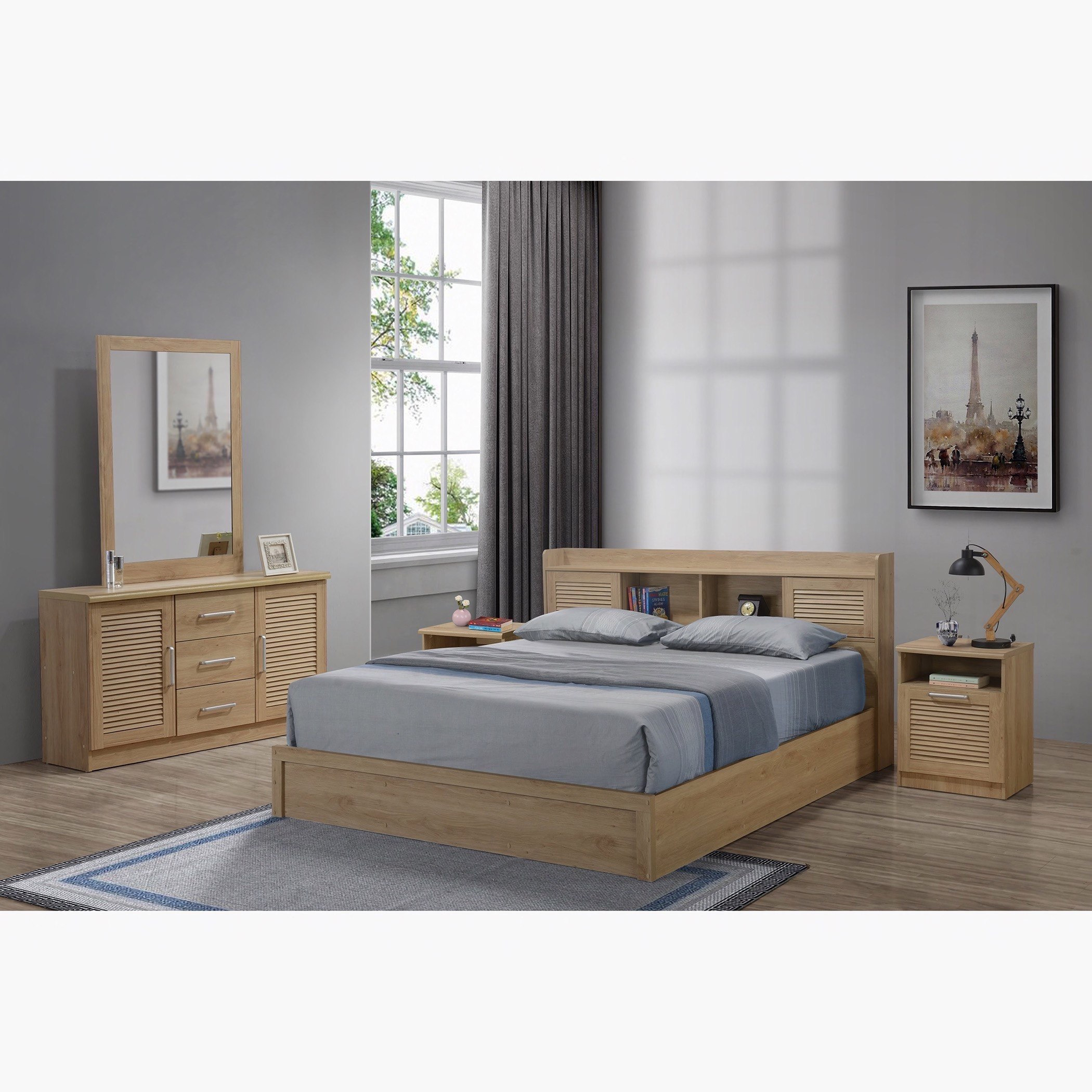 طاولة تزيين رئيسية بثلاثة أدراج وبابين مع مرآة من بان-hbxfurniture-bedroom-dressersandmirrors-image-2