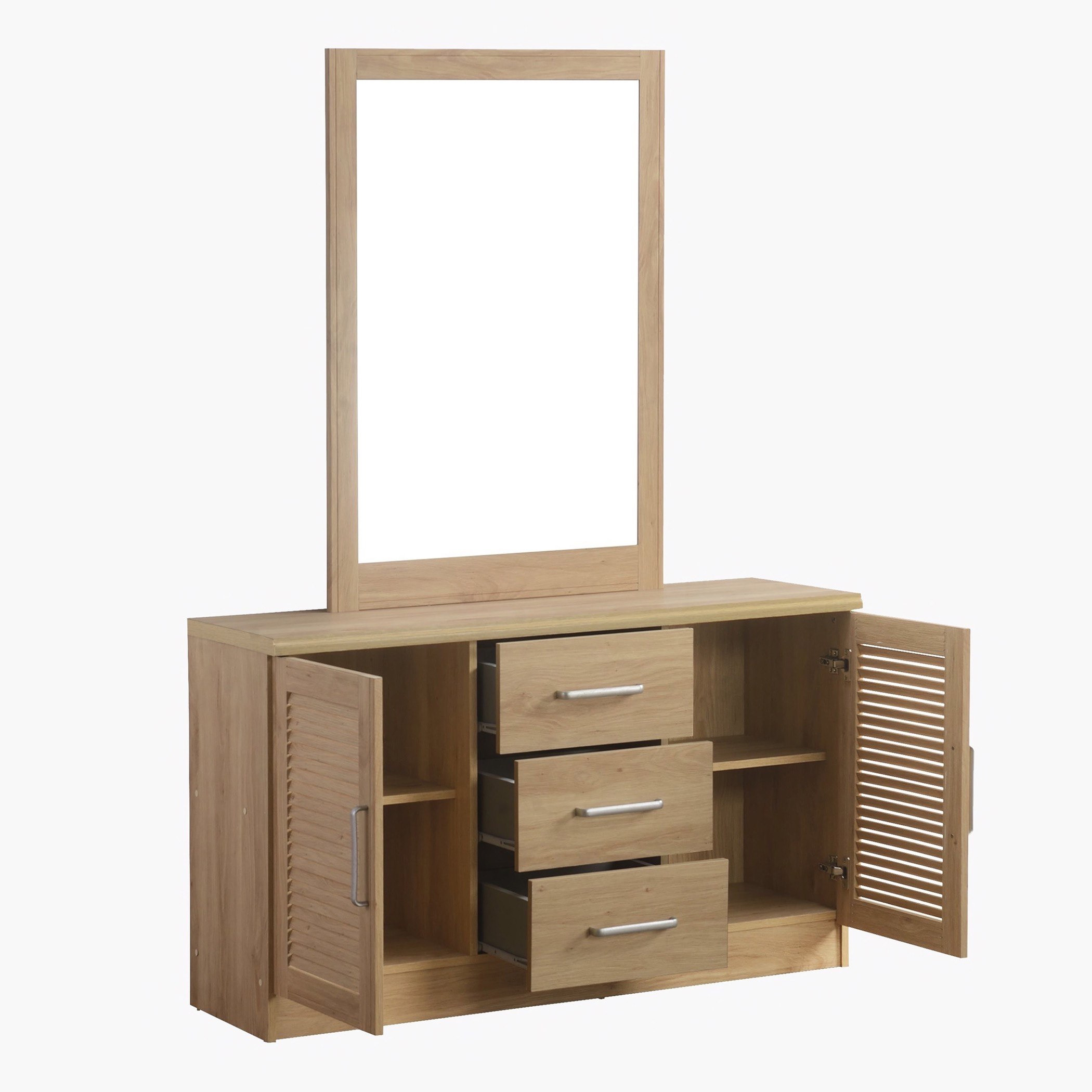 طاولة تزيين رئيسية بثلاثة أدراج وبابين مع مرآة من بان-hbxfurniture-bedroom-dressersandmirrors-image-3