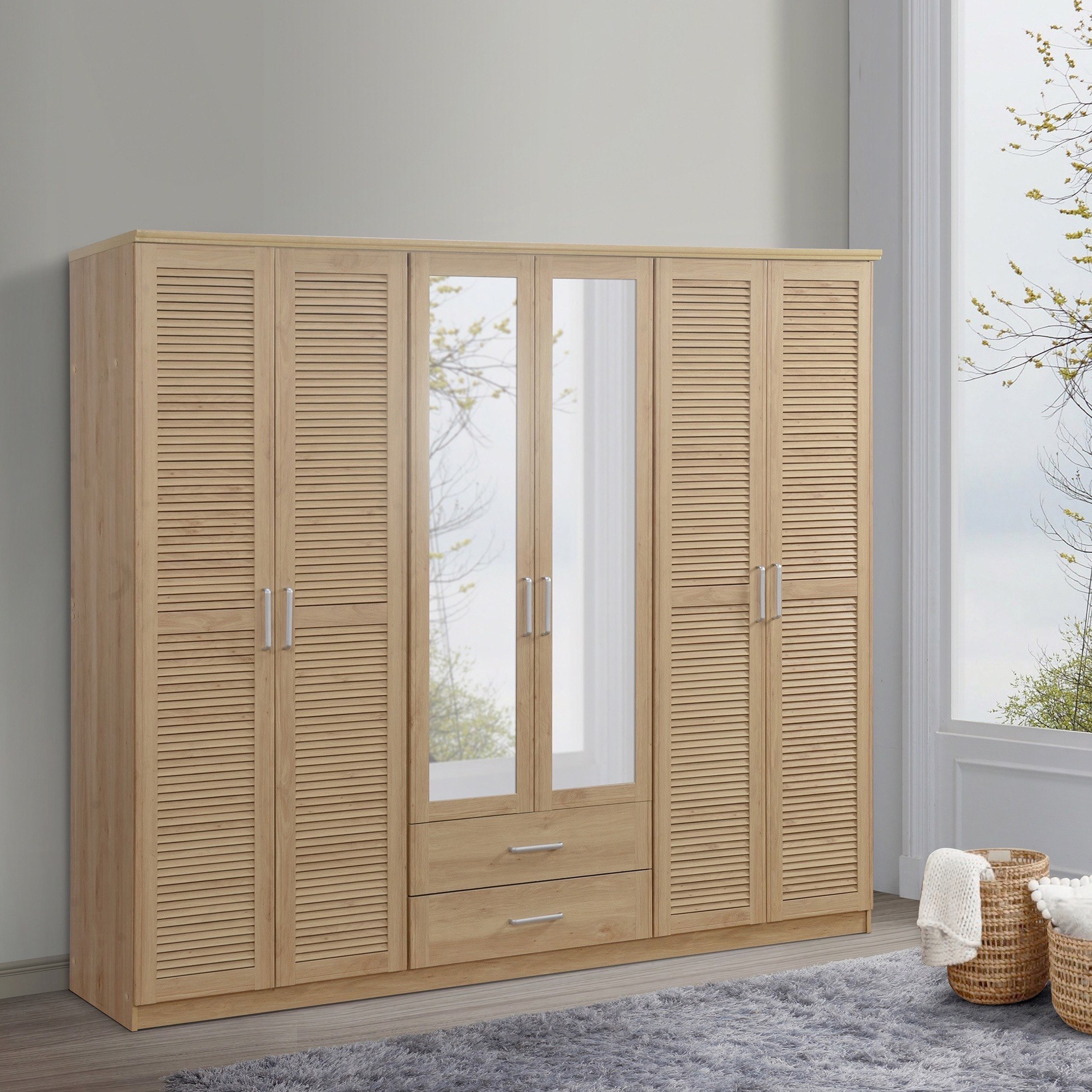 خزانة ملابس بـ6 أبواب ودرجين ومرآتين من بان-hbxfurniture-wardrobes-image-1