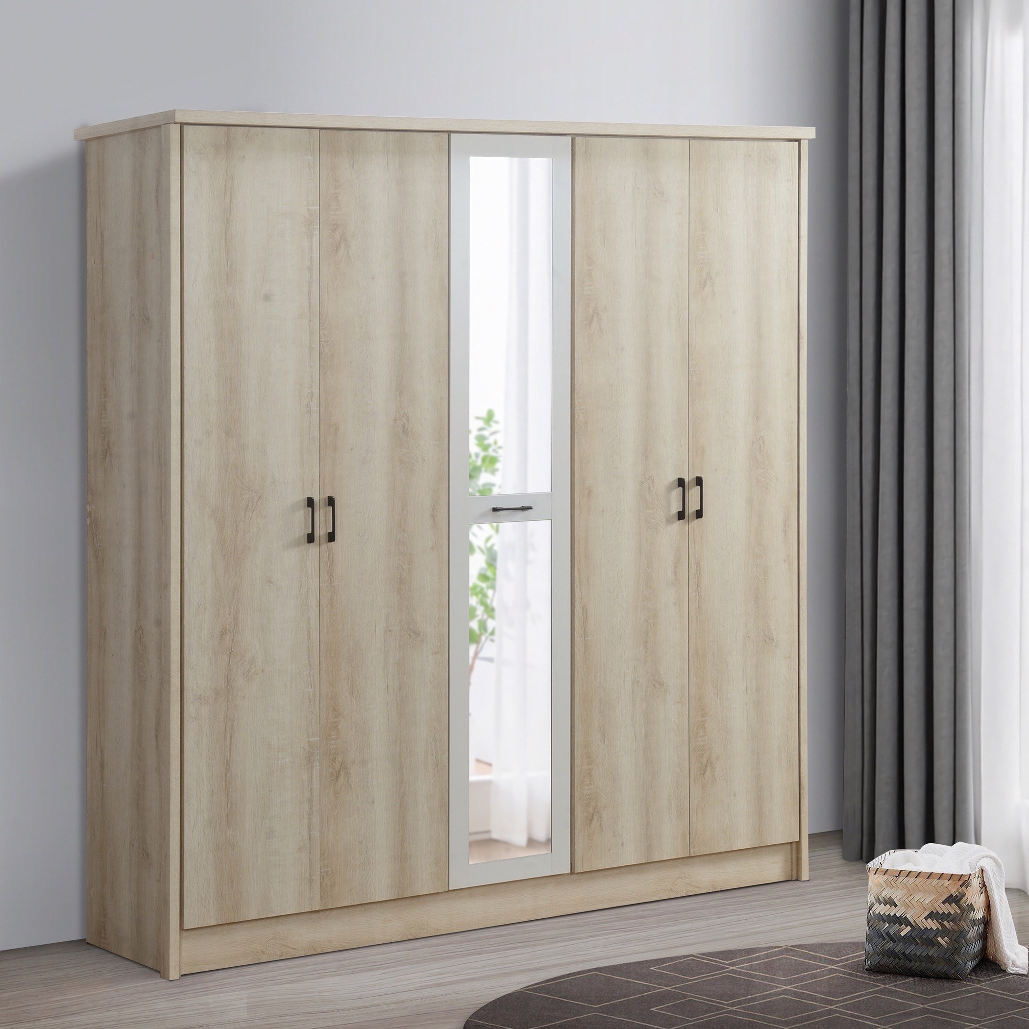 خزانة ملابس 5 أبواب بمرآة من مانستون-hbxfurniture-wardrobes-image-1