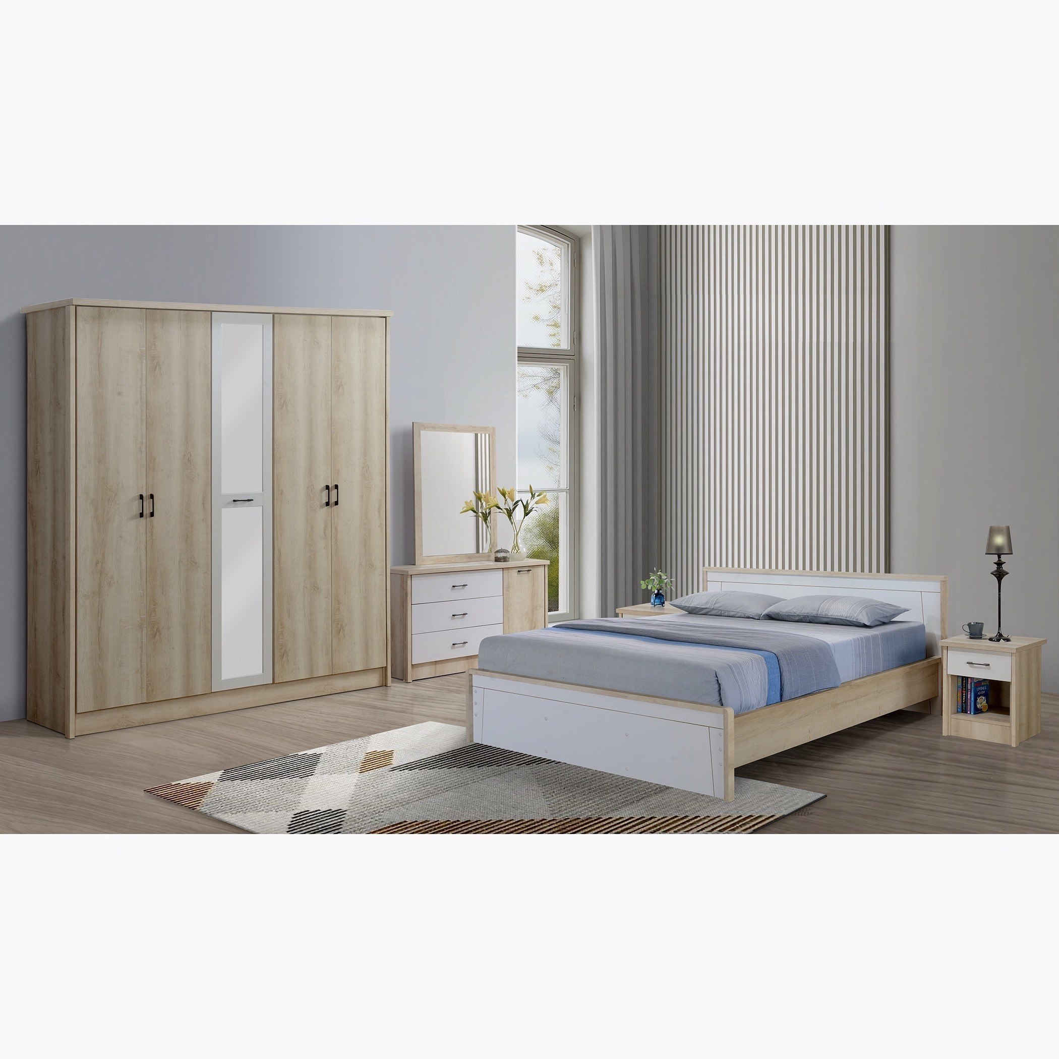 خزانة ملابس 5 أبواب بمرآة من مانستون-hbxfurniture-wardrobes-image-3