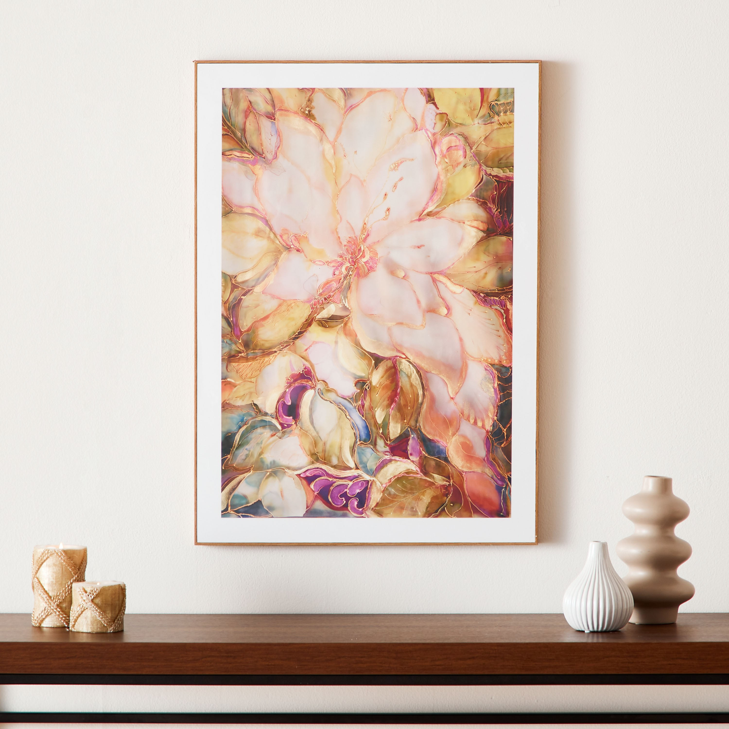 زينة حائط مؤطرة بتصميم زهور من فيها - 50x2.5x70 سم-hbxhomeware-hbxdecorandfurnishings-image-1