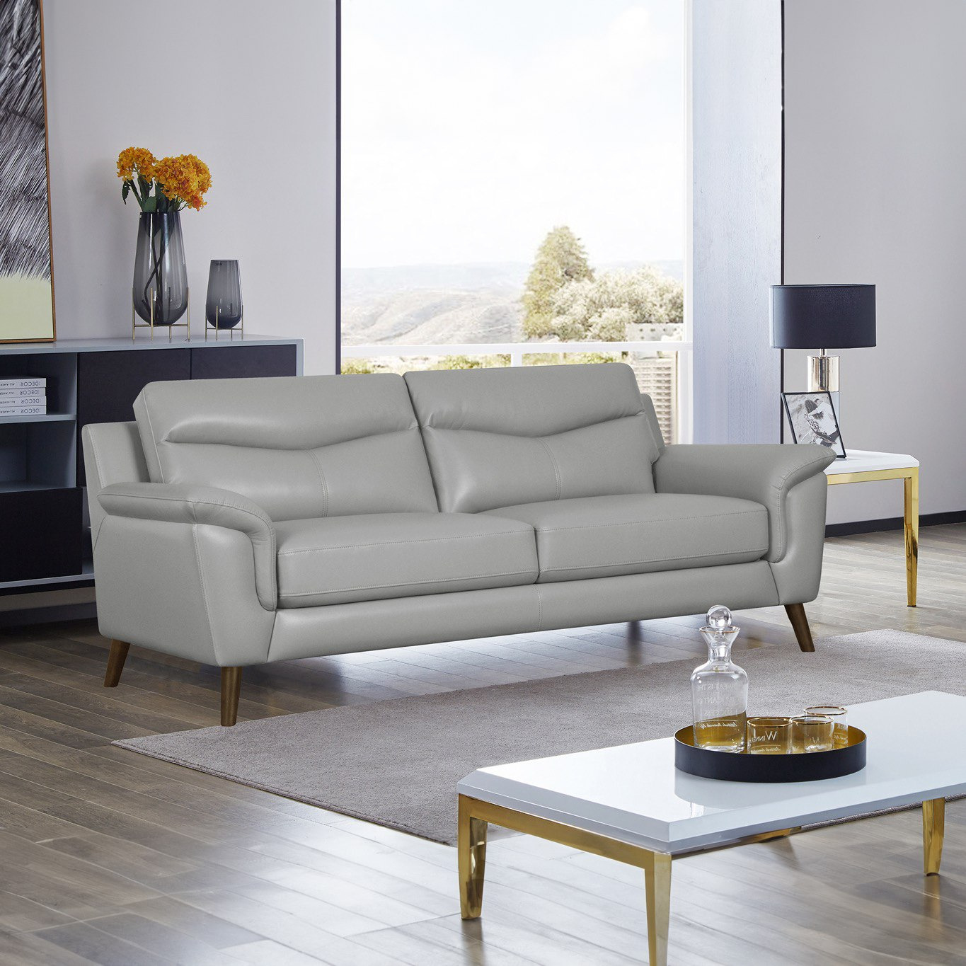 Corbin 3 Seater Faux Leather Sofa