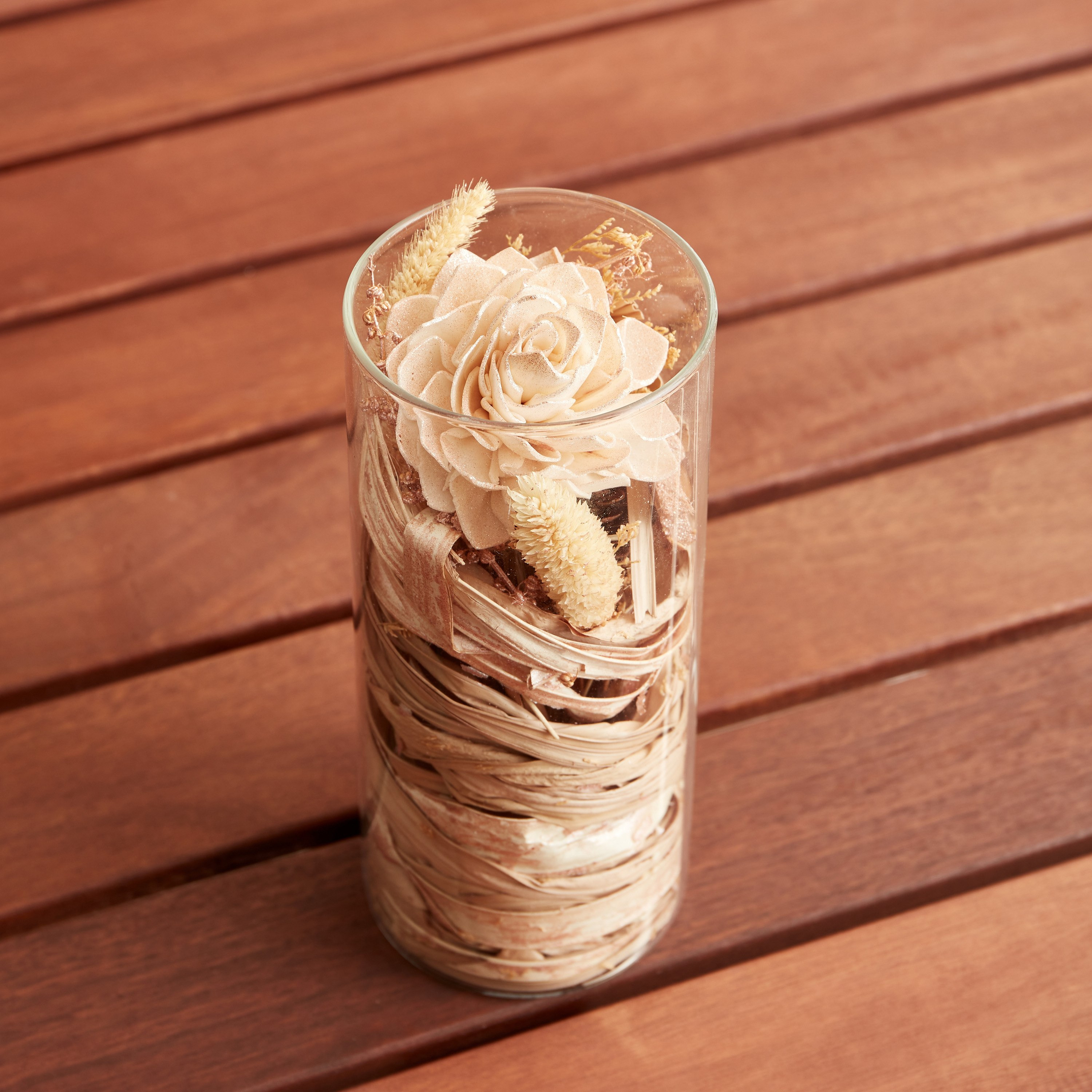Miley Dried Sola Dalia in Glass Tube - 7.8x18 cm-hbxdecorandfurnishings-homeaccessories-artificialflowersandplants-image-2