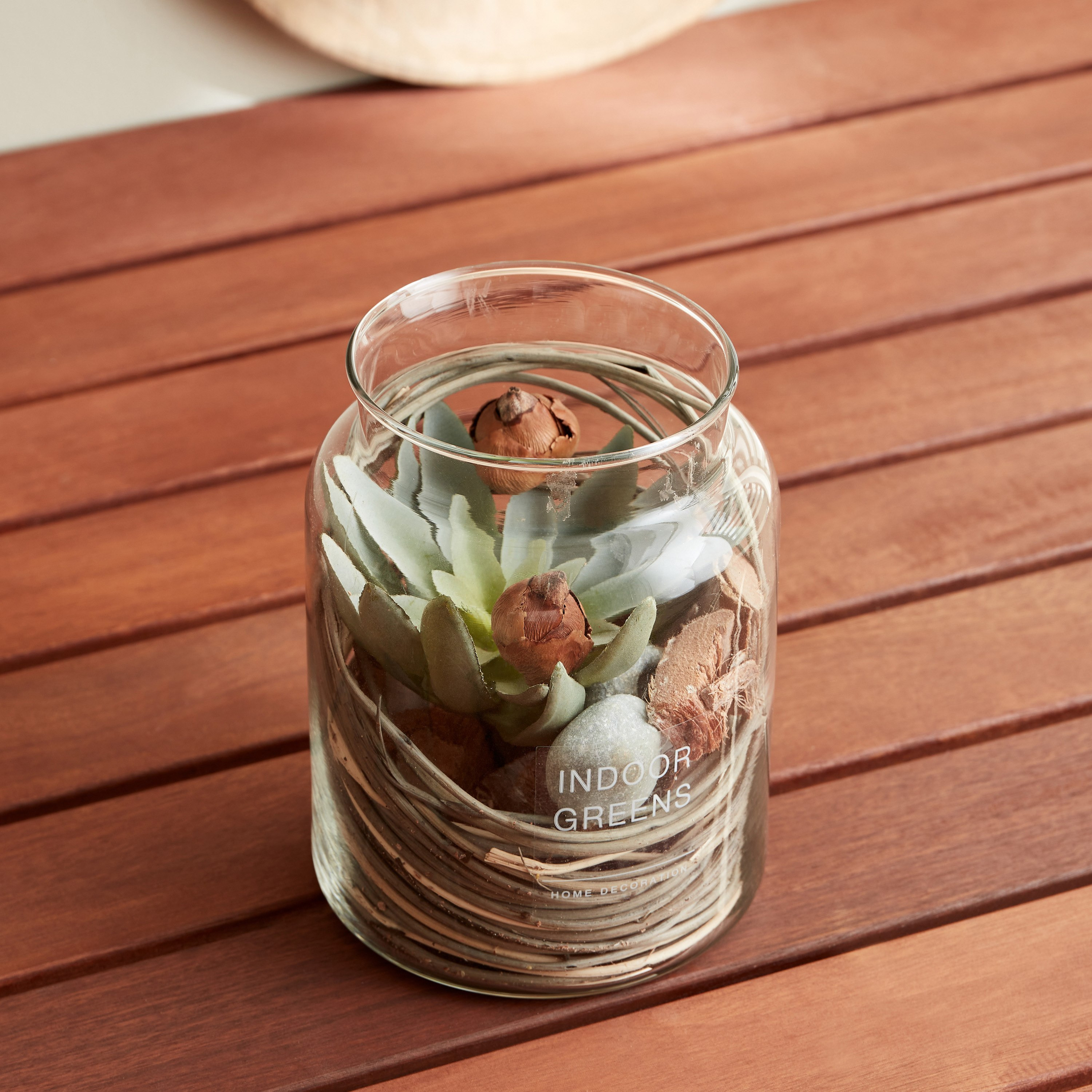 زهرة بونساي مع جوز هند صغير في جرة زجاج من مايلي - 12.5x16 سم-hbxdecorandfurnishings-homeaccessories-artificialflowersandplants-image-2