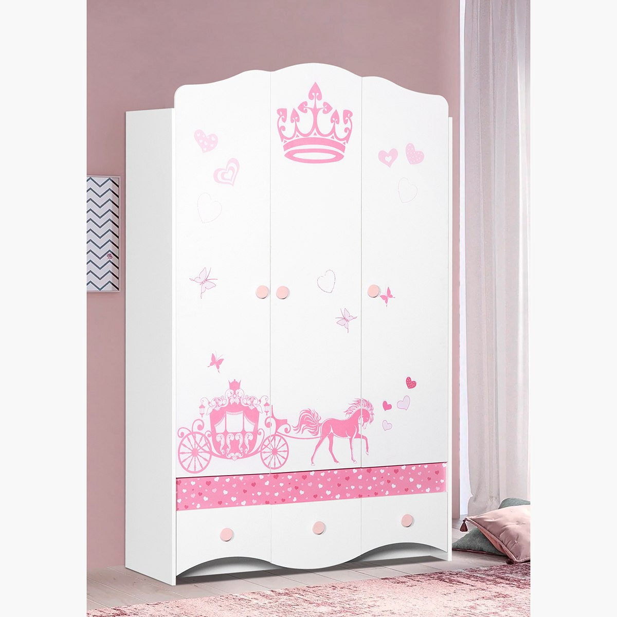 خزانة ملابس 3 أبواب بـ3 أدراج من إلسا-hbxfurniture-wardrobes-image-1