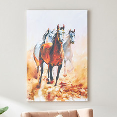 Ryma Running Horses Framed Canvas Wall Art - 60x90x2.5 cms