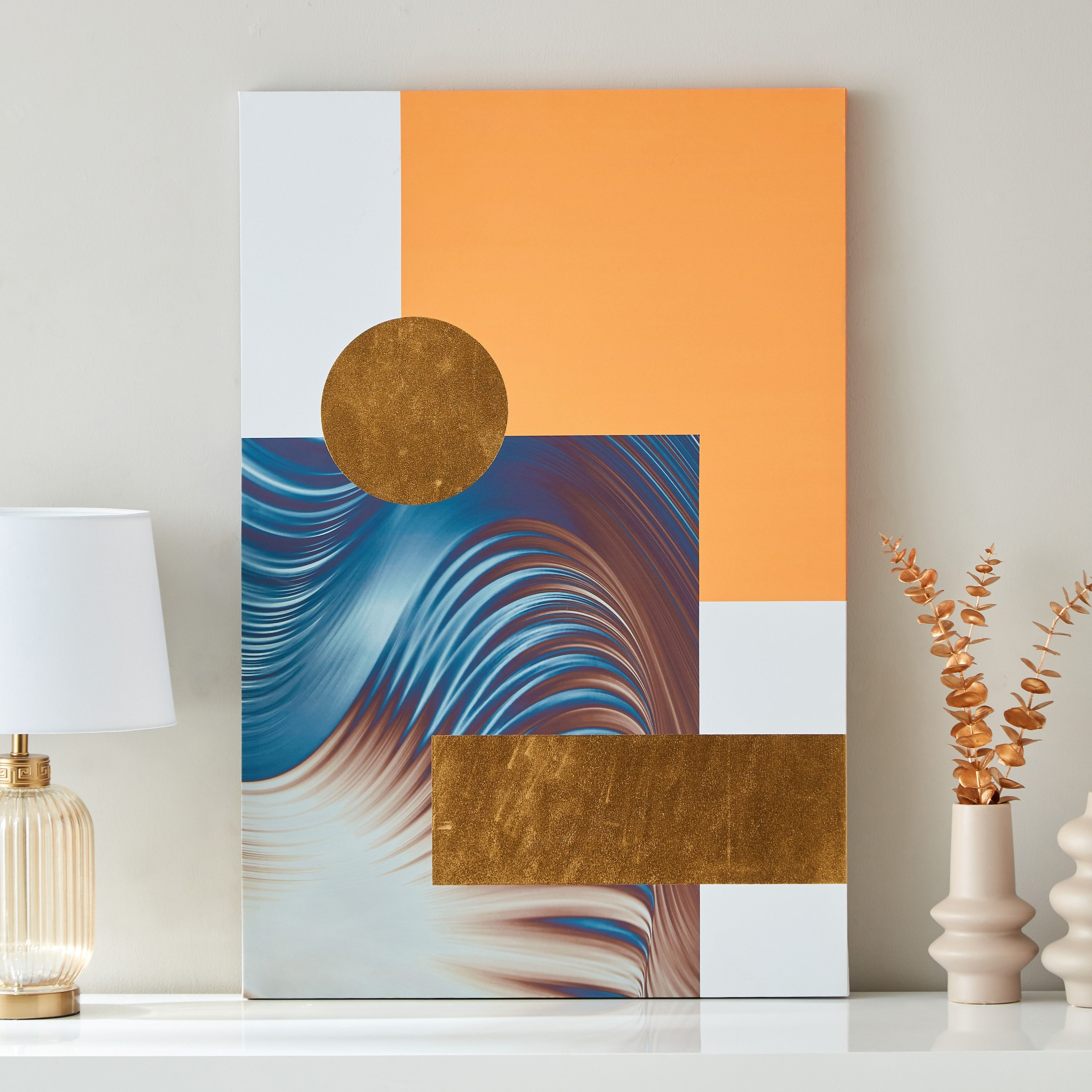 زينة حائط كانفاس مؤطرة بتصميم هندسي من ريما - 60x90x2.5 سم-hbxhomeware-homedecor-figurinesandornaments-image-1