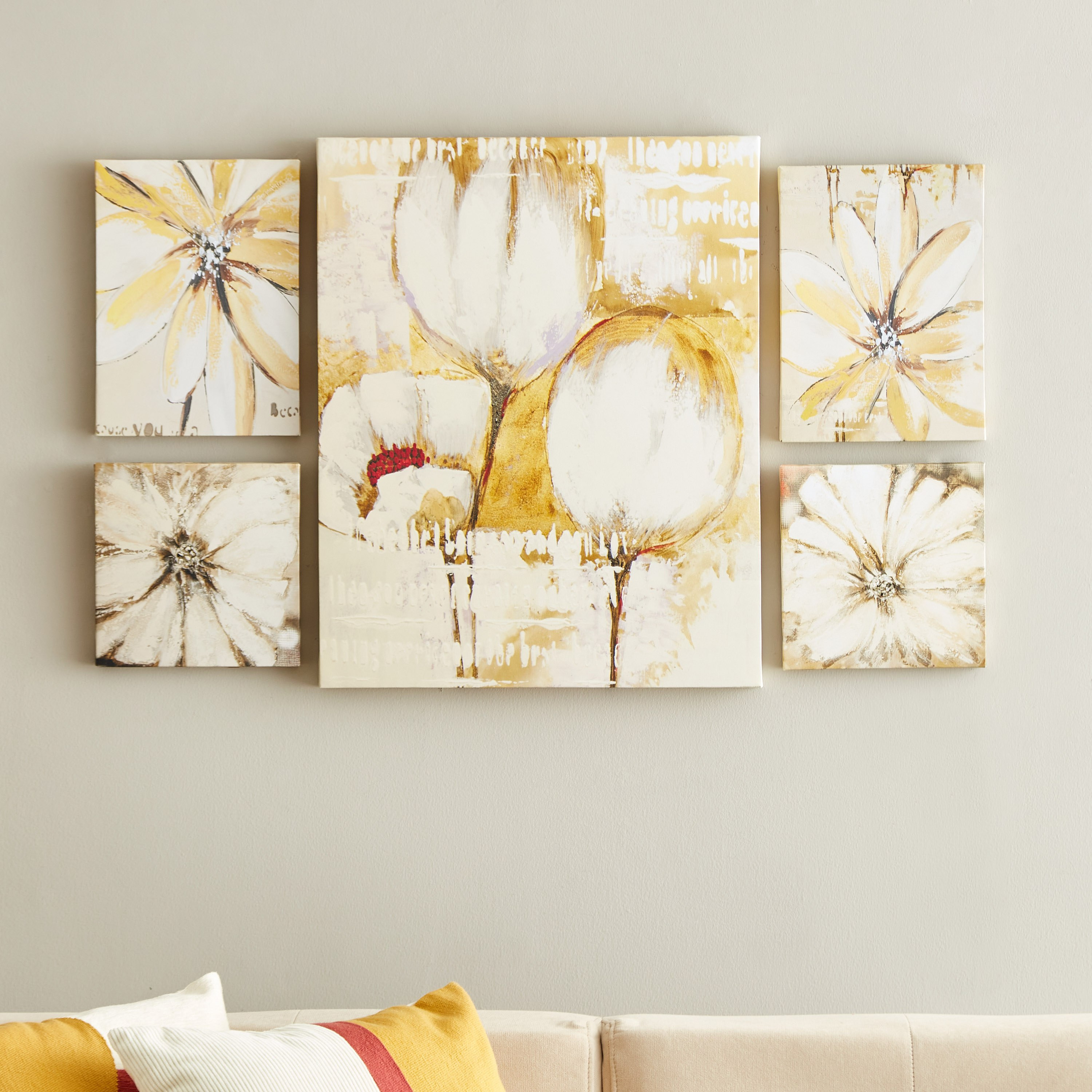 طقم زينة حائط كانفاس 5 قطع بتصميم أزهار من ريما-hbxhomeware-hbxdecorandfurnishings-image-1