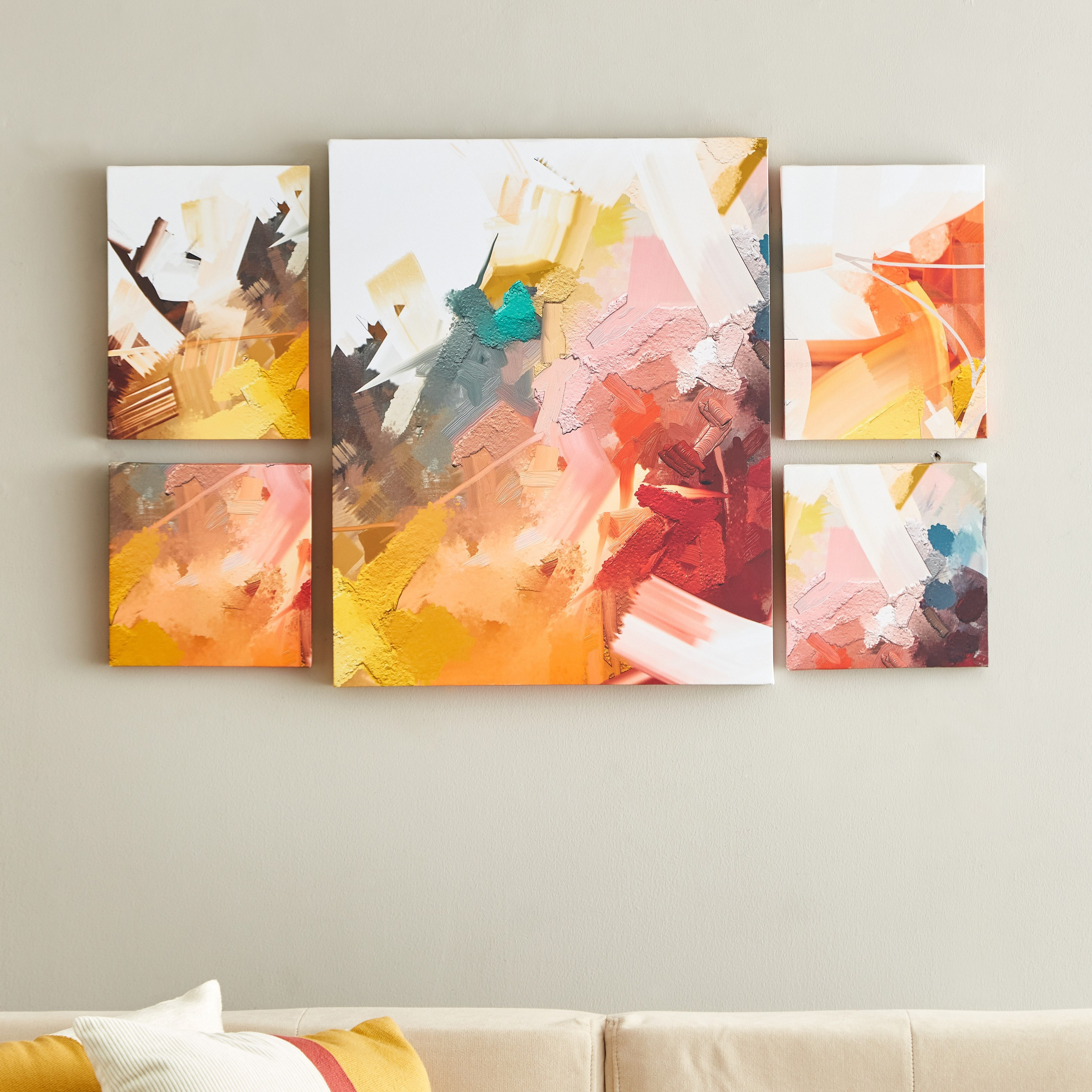 طقم زينة حائط كانفاس مطلية بتصميم تجريدي من ريما - 5 قطع-hbxhomeware-homedecor-figurinesandornaments-image-1