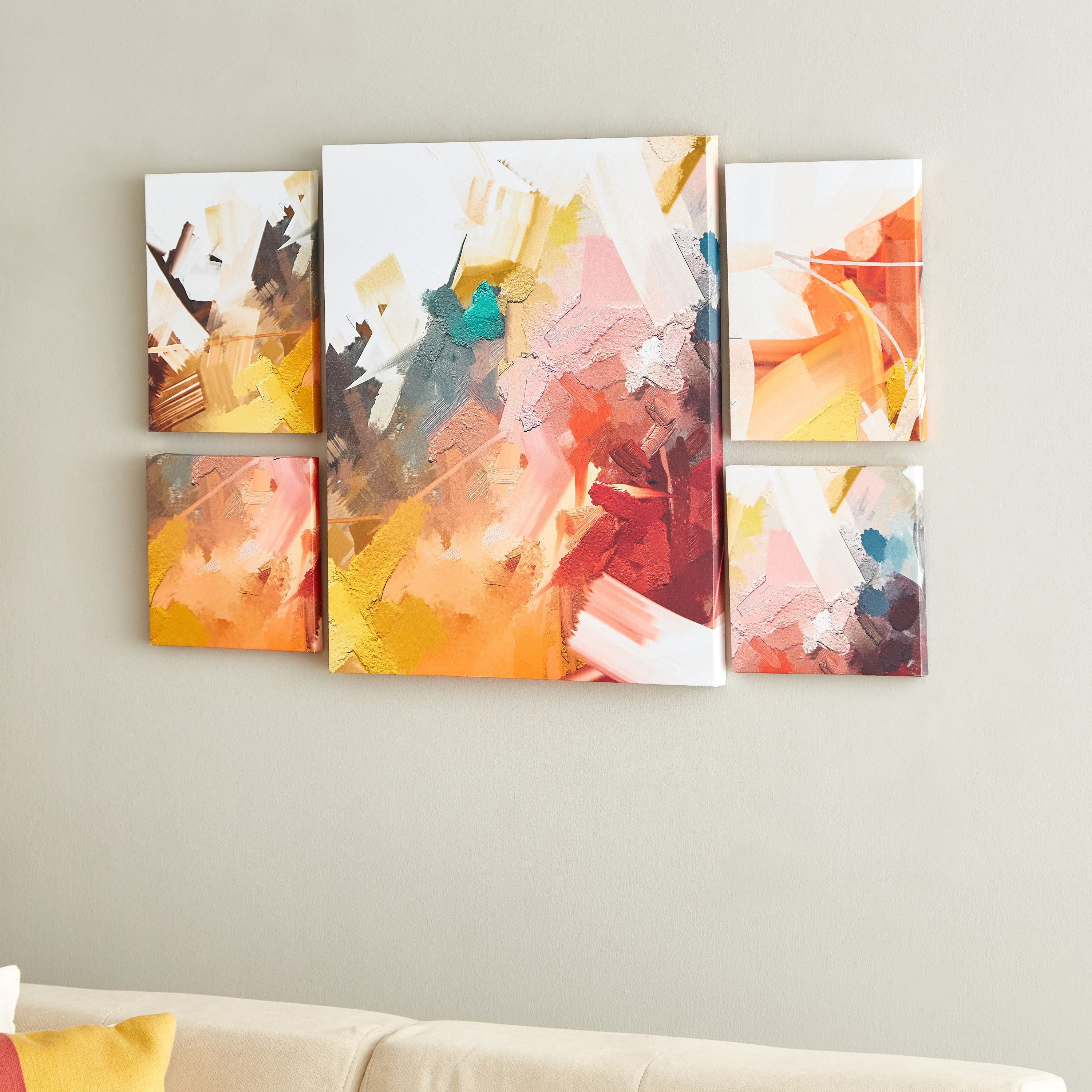 طقم زينة حائط كانفاس مطلية بتصميم تجريدي من ريما - 5 قطع-hbxhomeware-homedecor-figurinesandornaments-image-2