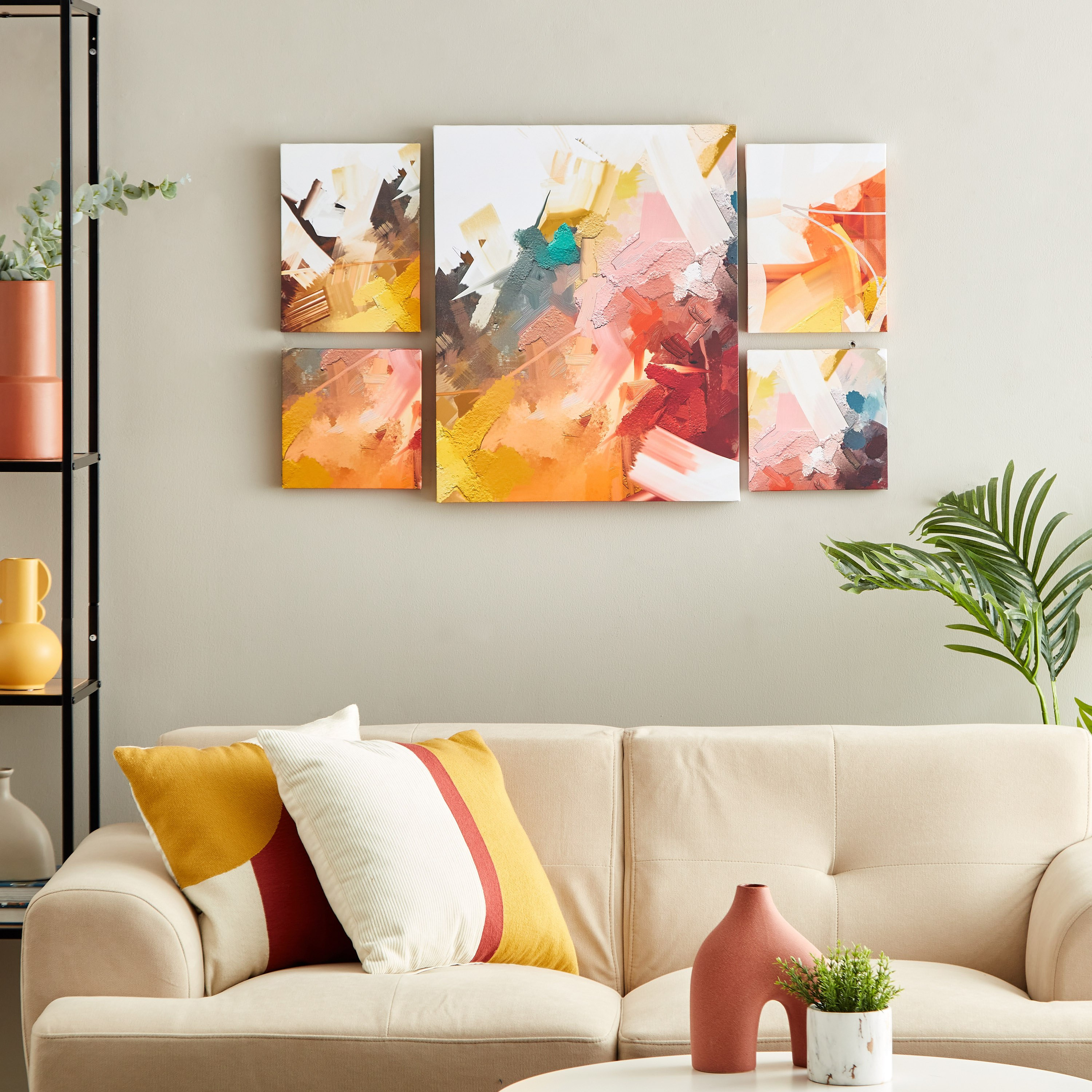 طقم زينة حائط كانفاس مطلية بتصميم تجريدي من ريما - 5 قطع-hbxhomeware-homedecor-figurinesandornaments-image-4