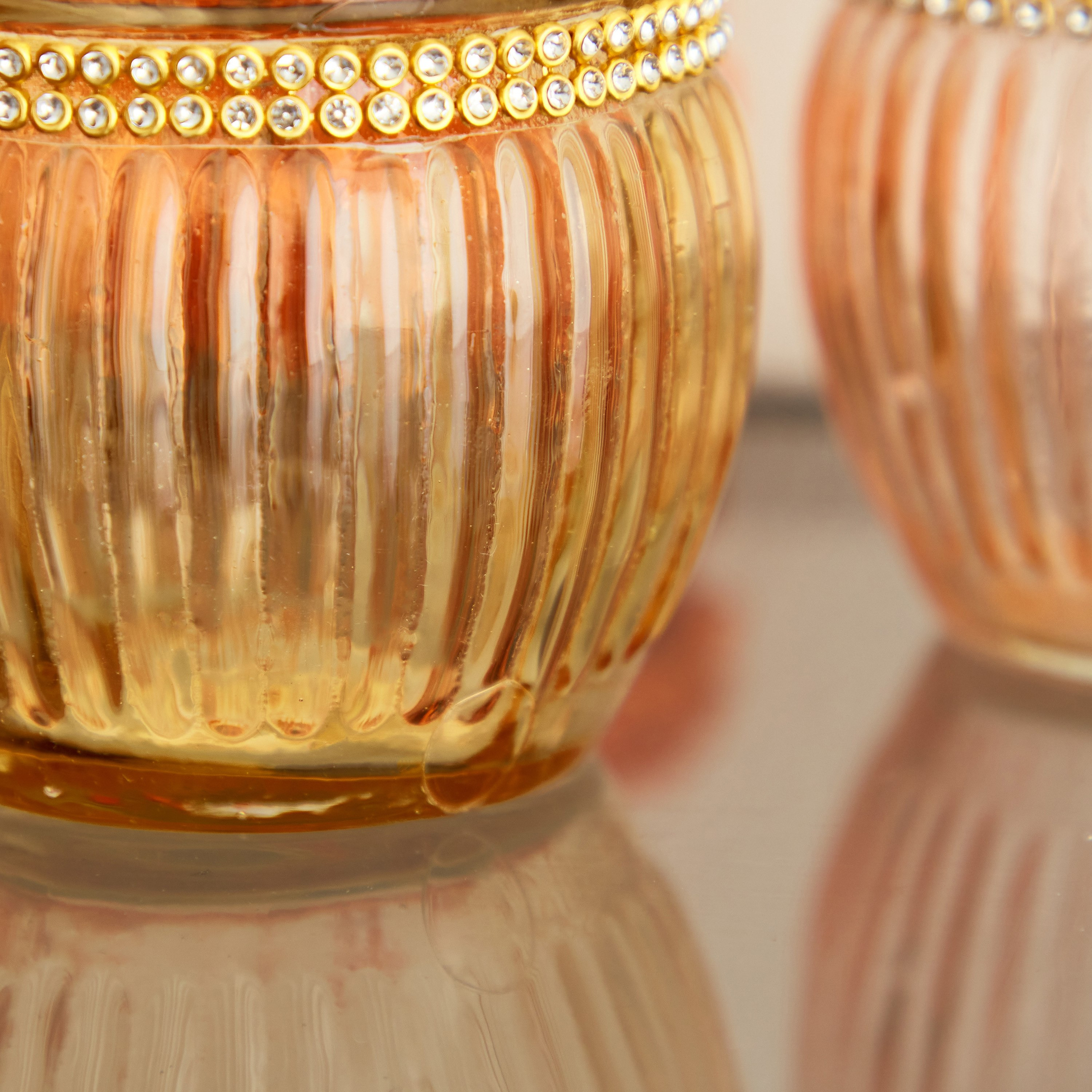 طقم حامل شموع زجاج بارز الملمس قطعتين من لومينوس - 7.5x7.5x6.5 سم-hbxlivingroom-decorandaccessories-candleholders-image-4