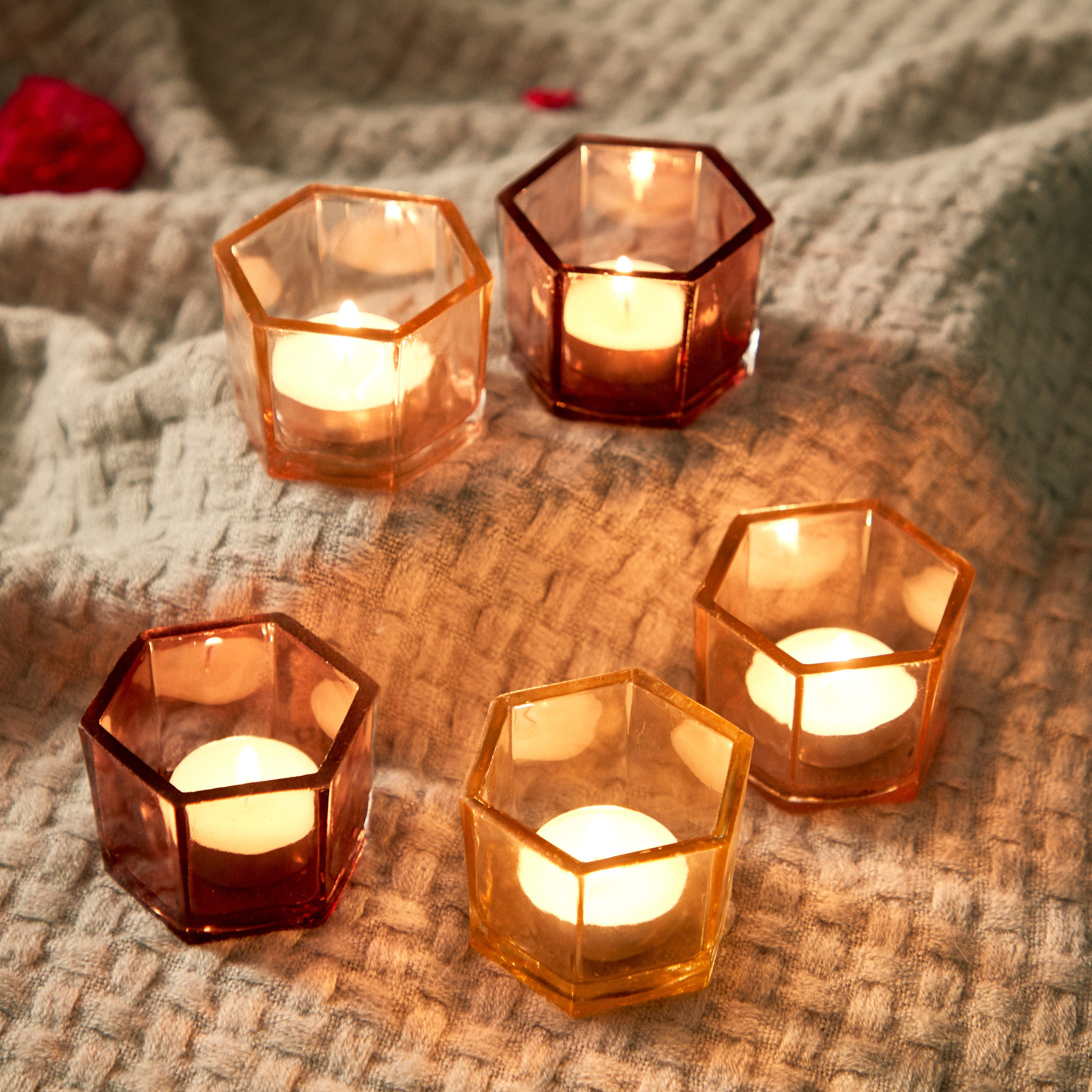 طقم فوتيف زجاجي 5 قطع ملونة من لومينوس - 7x7x5 سم-hbxlivingroom-decorandaccessories-candleholders-image-1