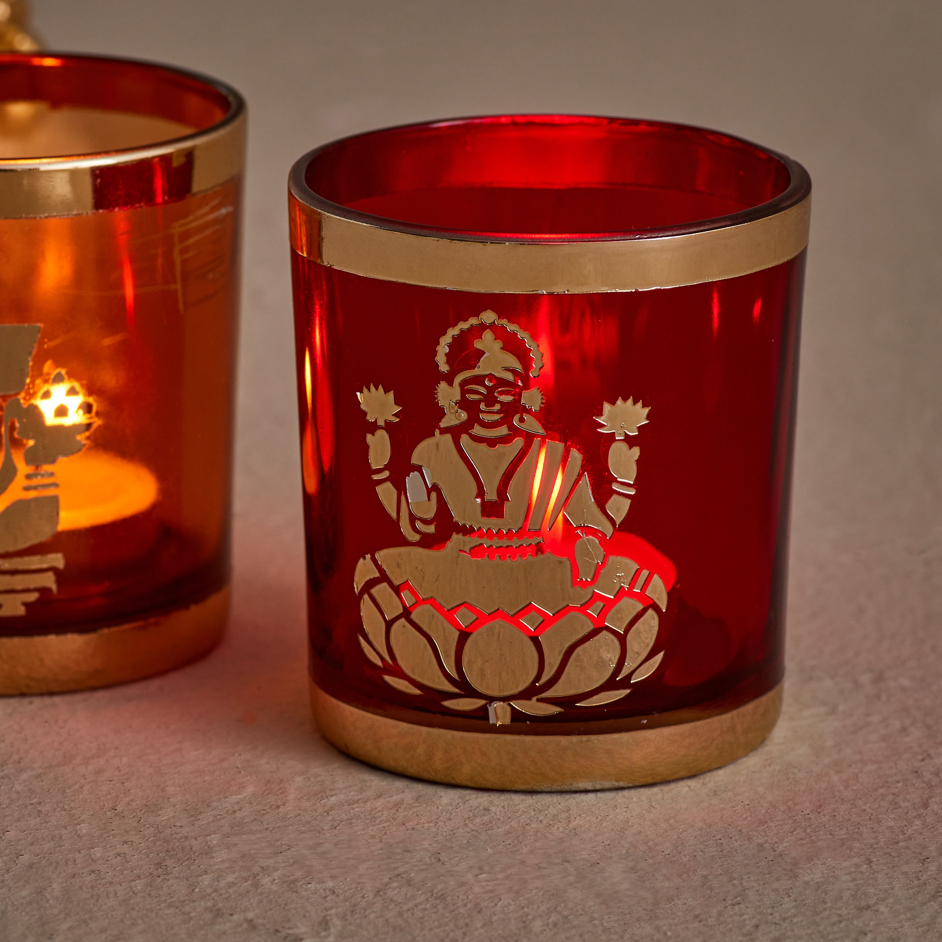 حامل شموع لاكشمي غانيش لومينوس قطعتين - 7.5x7.5x8 سم-hbxlivingroom-decorandaccessories-candleholders-image-2
