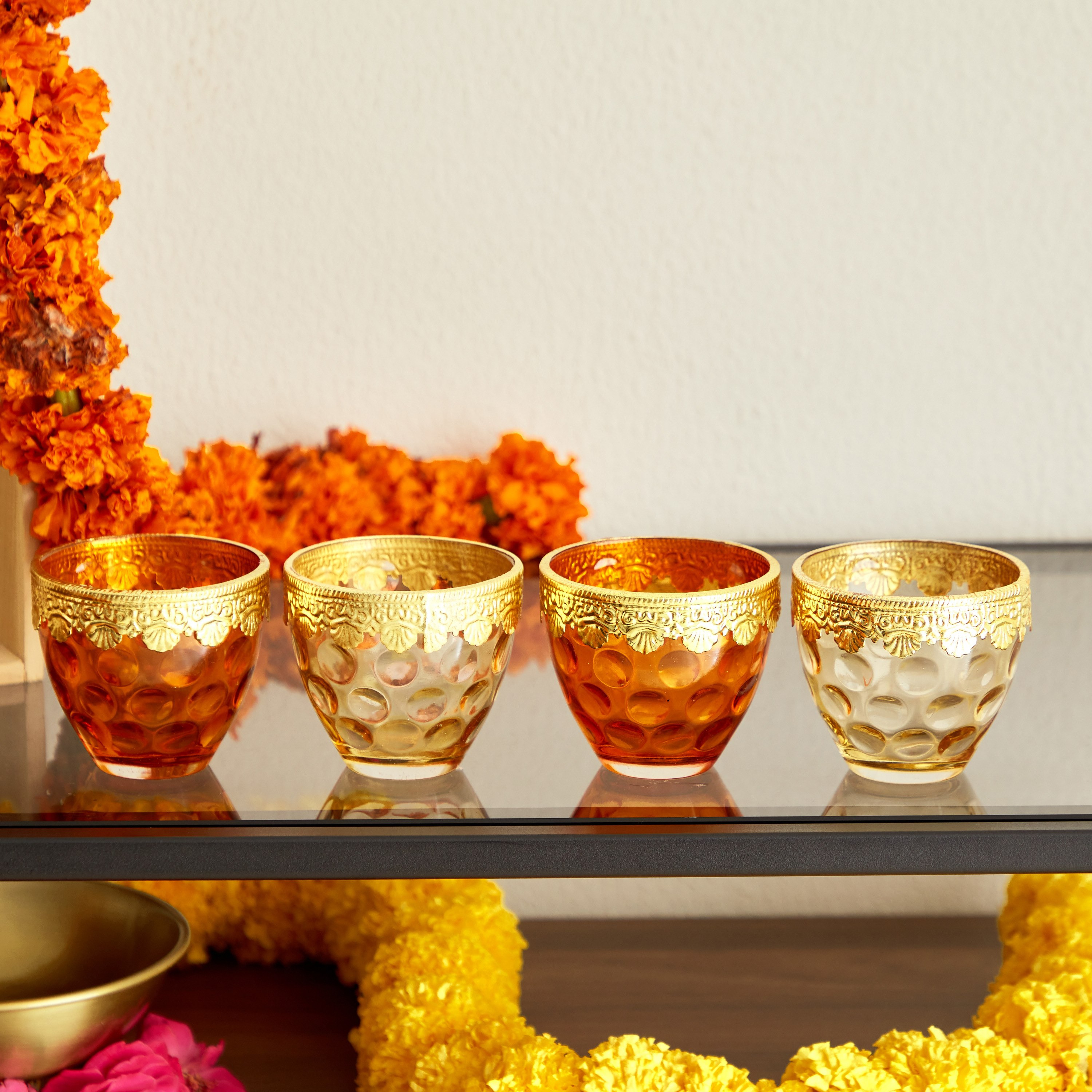 Luminous 4-Piece Metal Top Tealight Holder - 8x8x7.5 cm-hbxlivingroom-decorandaccessories-candleholders-image-2