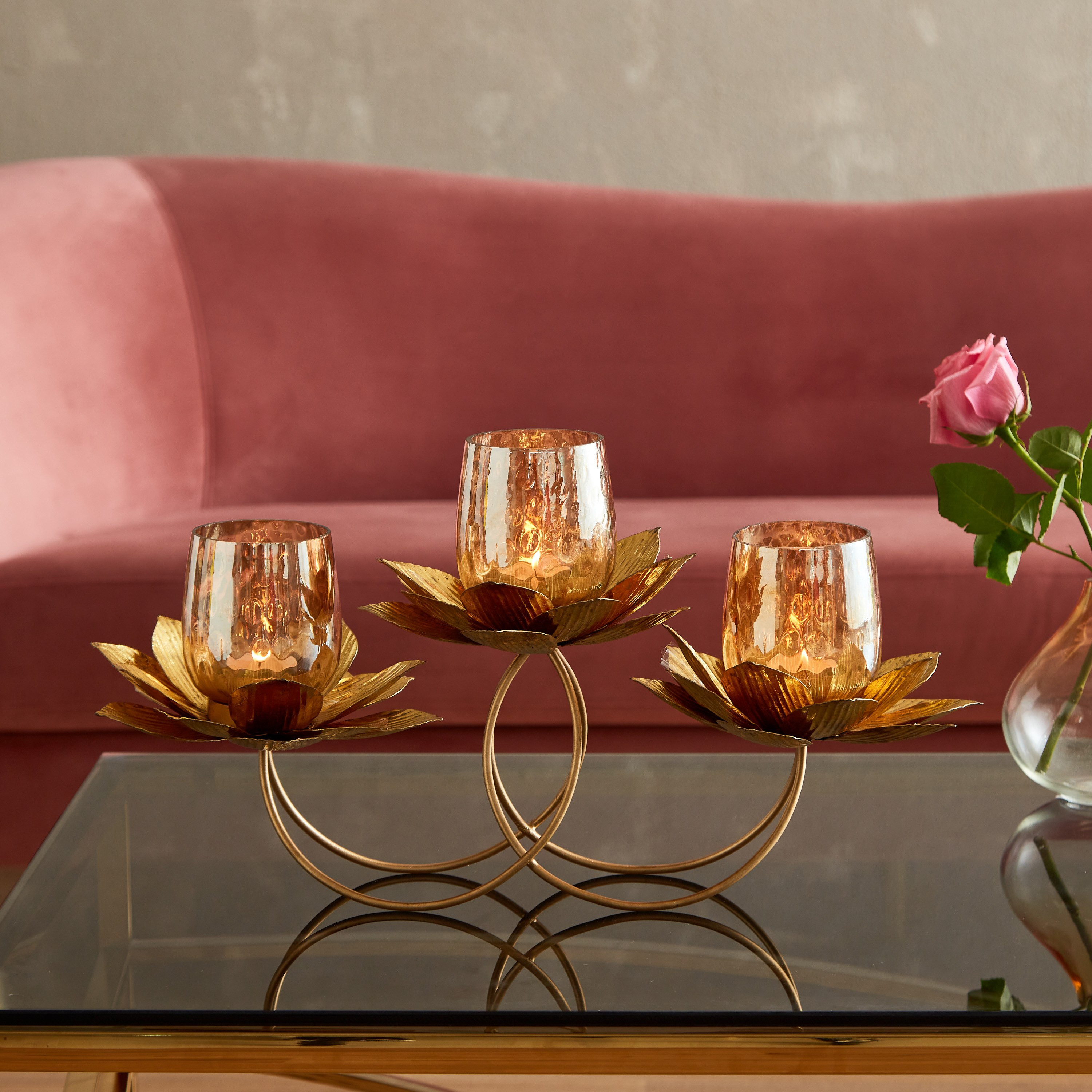 حامل شموع صغيرة معدن من لومينوس - 46x20x25 سم-hbxlivingroom-decorandaccessories-candleholders-image-1