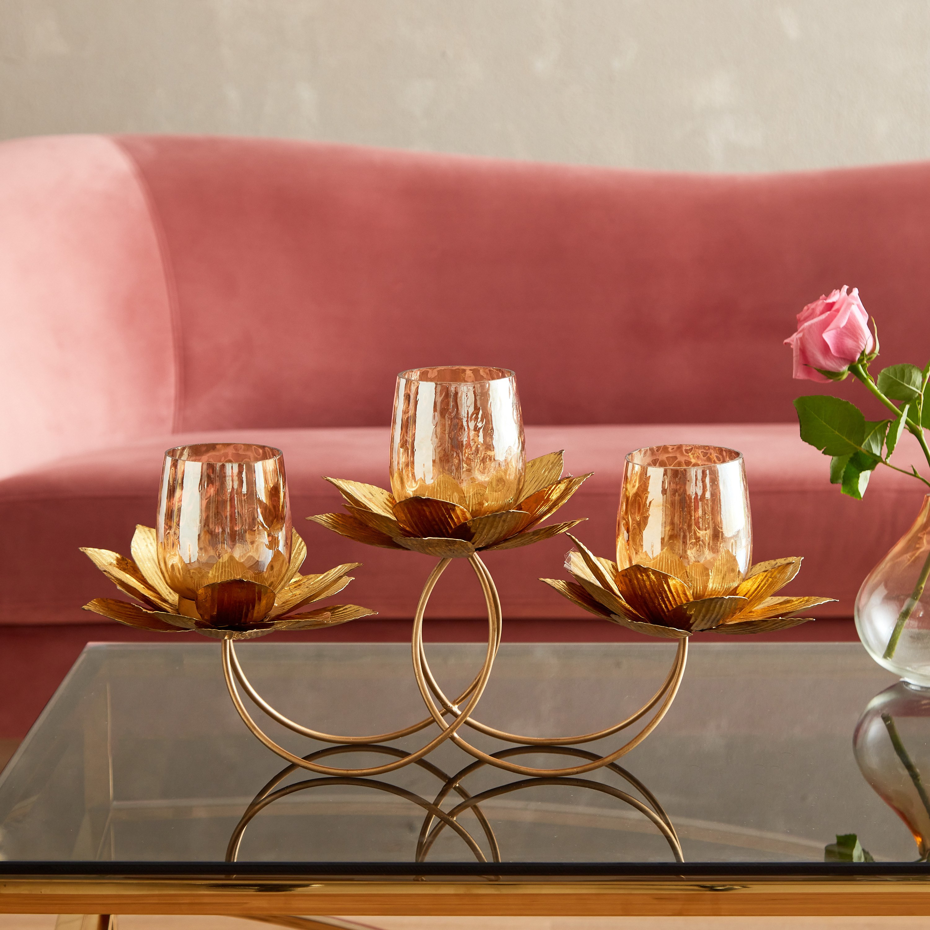 حامل شموع صغيرة معدن من لومينوس - 46x20x25 سم-hbxlivingroom-decorandaccessories-candleholders-image-2