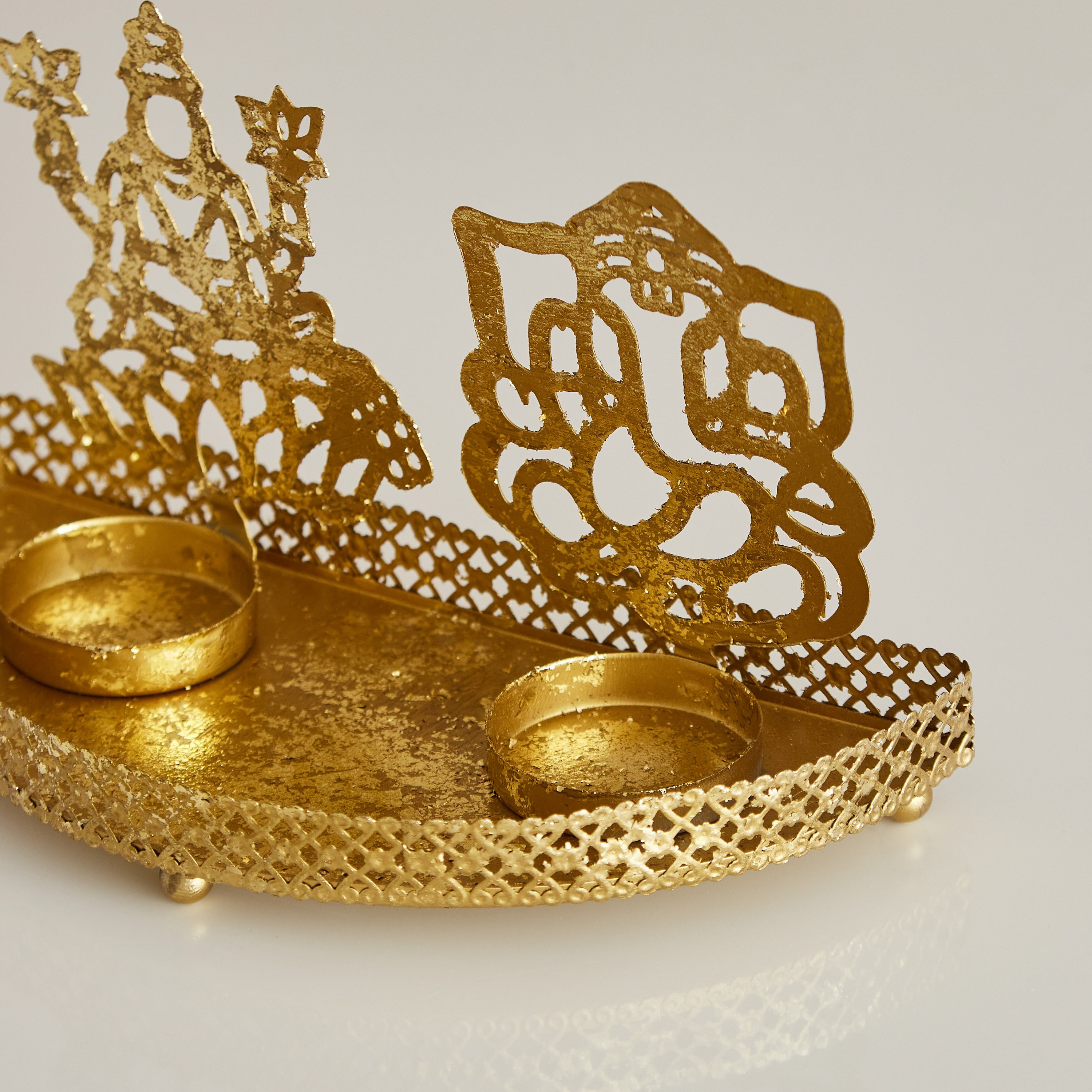 حامل شموع صغيرة معدني بتشطيب فويل من كومود - 18x9x10 سم-hbxlivingroom-decorandaccessories-candleholders-image-3
