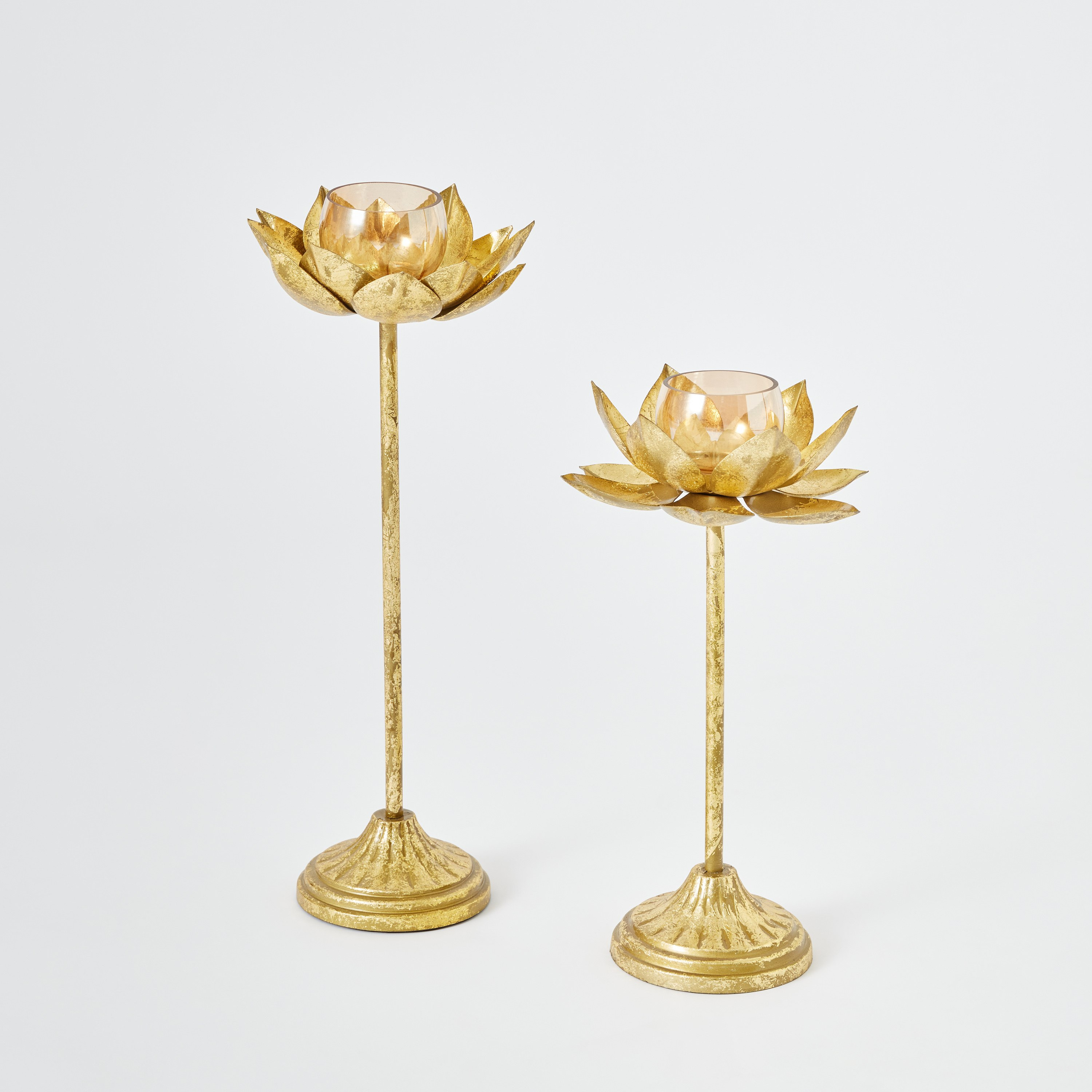 طقم حامل شموع صغيرة بيديستال معدني بتصميم زهرة اللوتس قطعتين من كومود-hbxlivingroom-decorandaccessories-candleholders-image-6