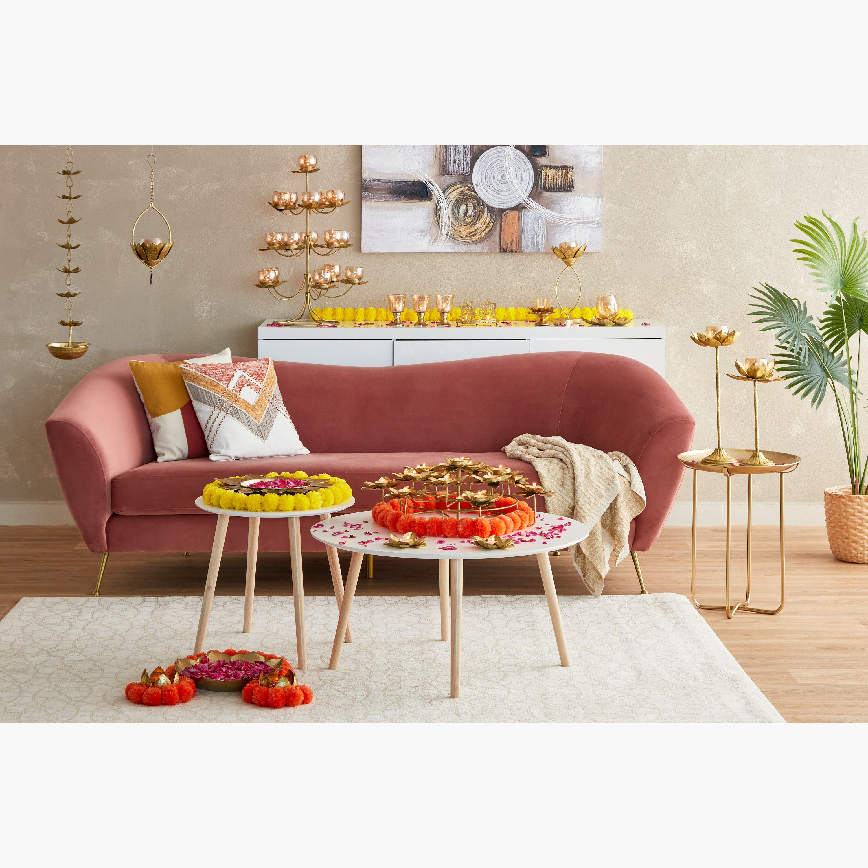 حامل شموع صغيرة معدن متعدد الطوابق بتصميم زهرة اللوتس من كومود - 55x55x21 سم-hbxlivingroom-decorandaccessories-candleholders-image-6