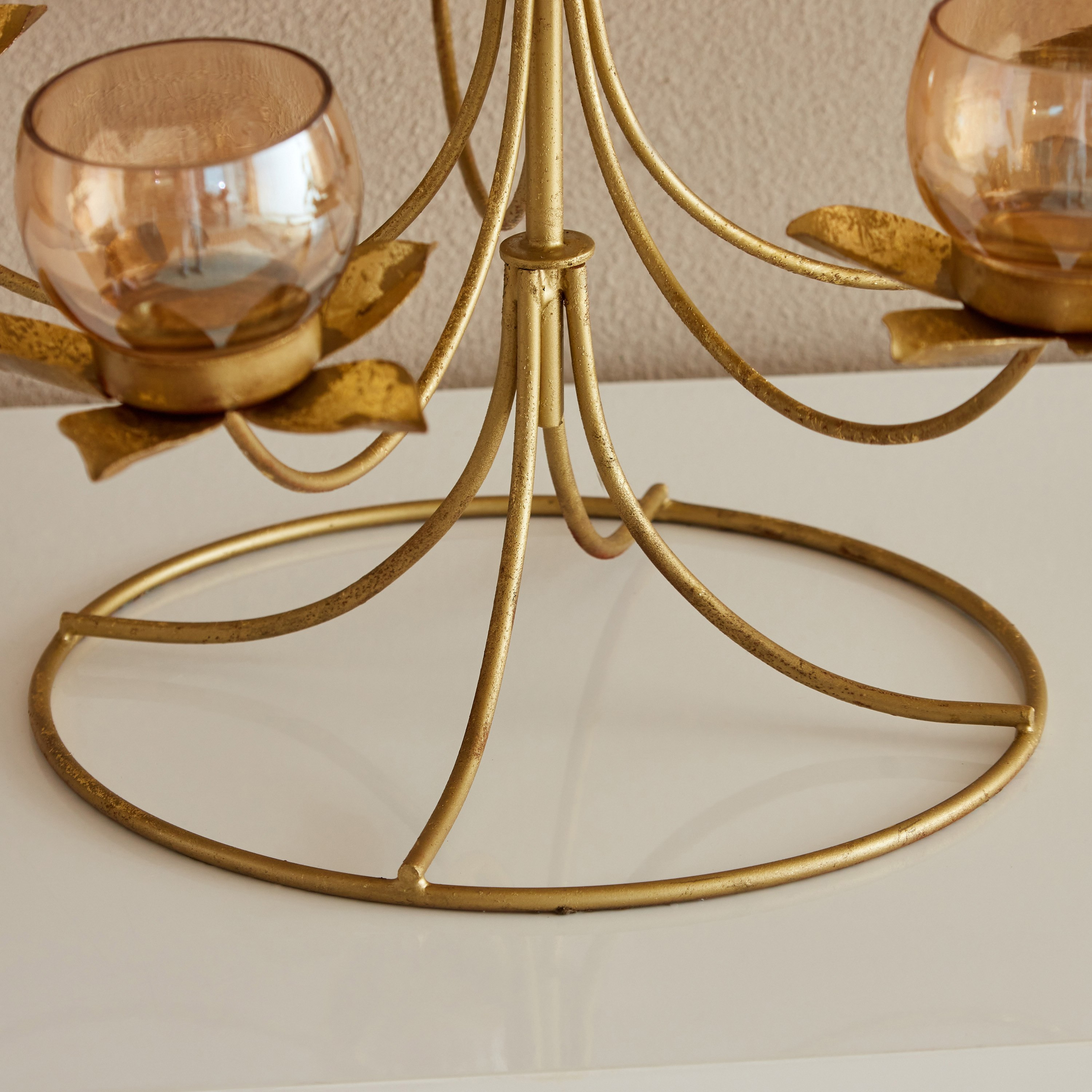 حامل شموع صغيرة معدن متعدد الطوابق بتصميم زهرة اللوتس من كومود - 48x48x64 سم-hbxlivingroom-decorandaccessories-candleholders-image-4