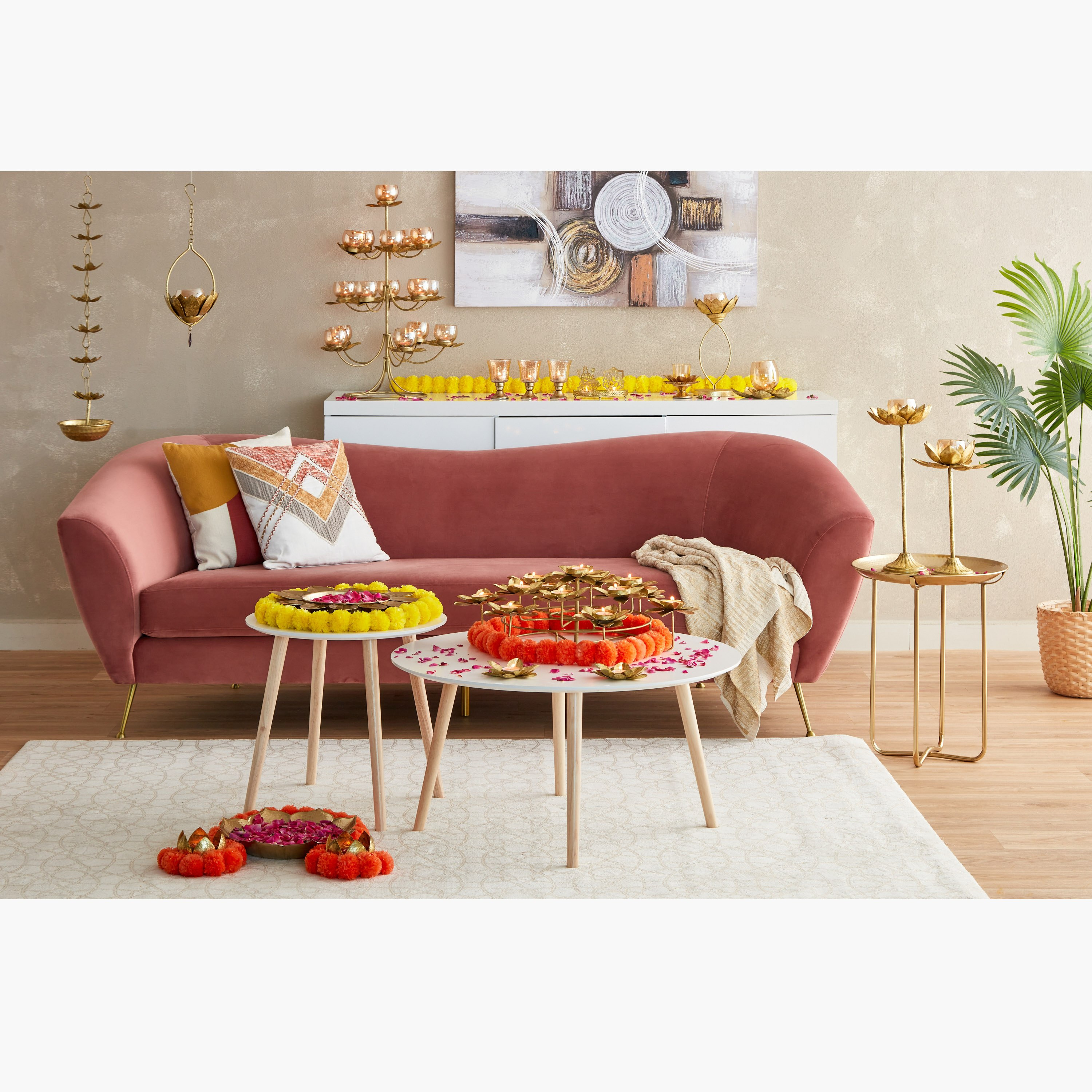 حامل شموع صغيرة معدن متعدد الطوابق بتصميم زهرة اللوتس من كومود - 48x48x64 سم-hbxlivingroom-decorandaccessories-candleholders-image-6