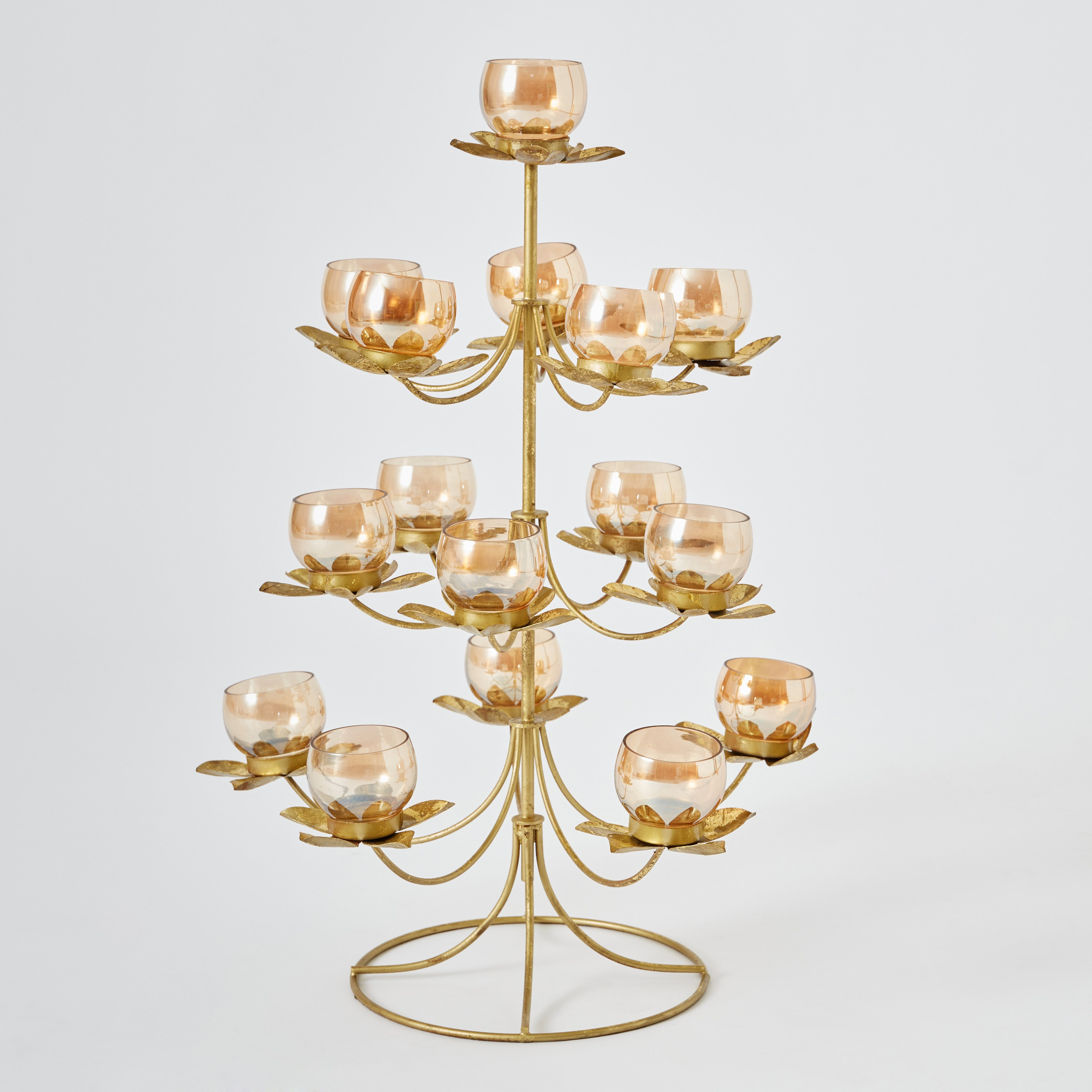 حامل شموع صغيرة معدن متعدد الطوابق بتصميم زهرة اللوتس من كومود - 48x48x64 سم-hbxlivingroom-decorandaccessories-candleholders-image-7
