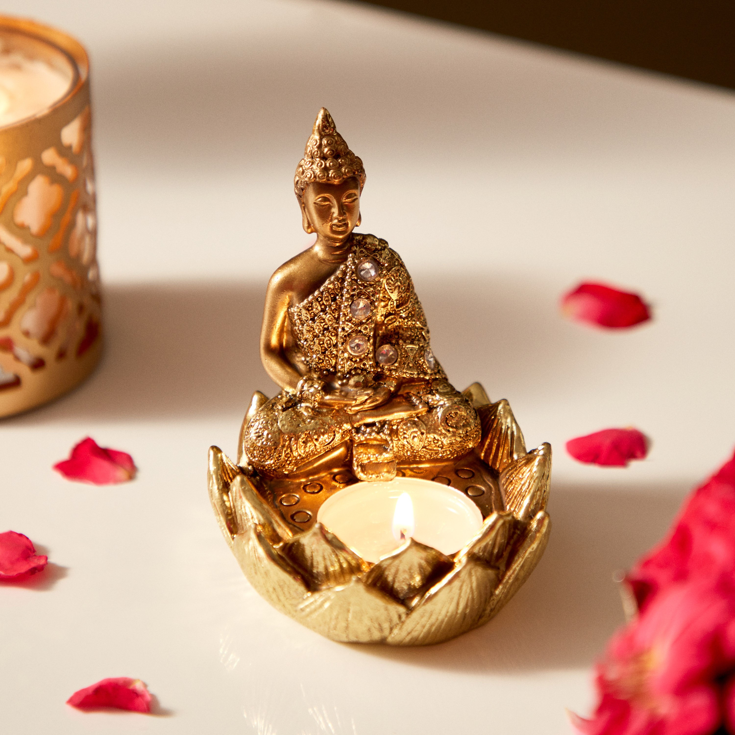 Divine Buddha Figurine with Tealight Holder - 9x8x10.5 cm-hbxhomeware-homedecor-figurinesandornaments-image-1