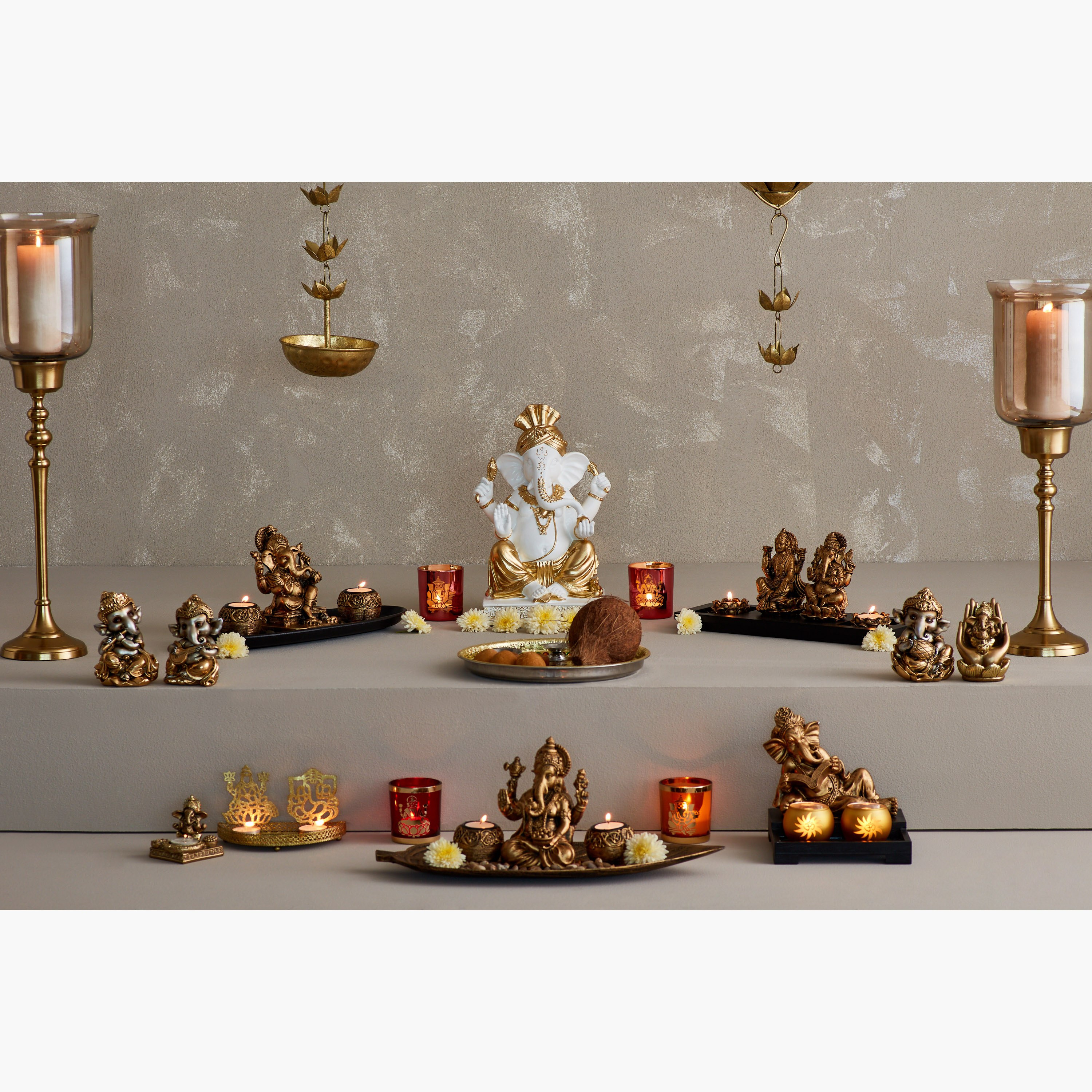 Divine Ganesha Figurine Tealight Holder - 9x8x7.5 cm-hbxhomeware-homedecor-figurinesandornaments-image-5