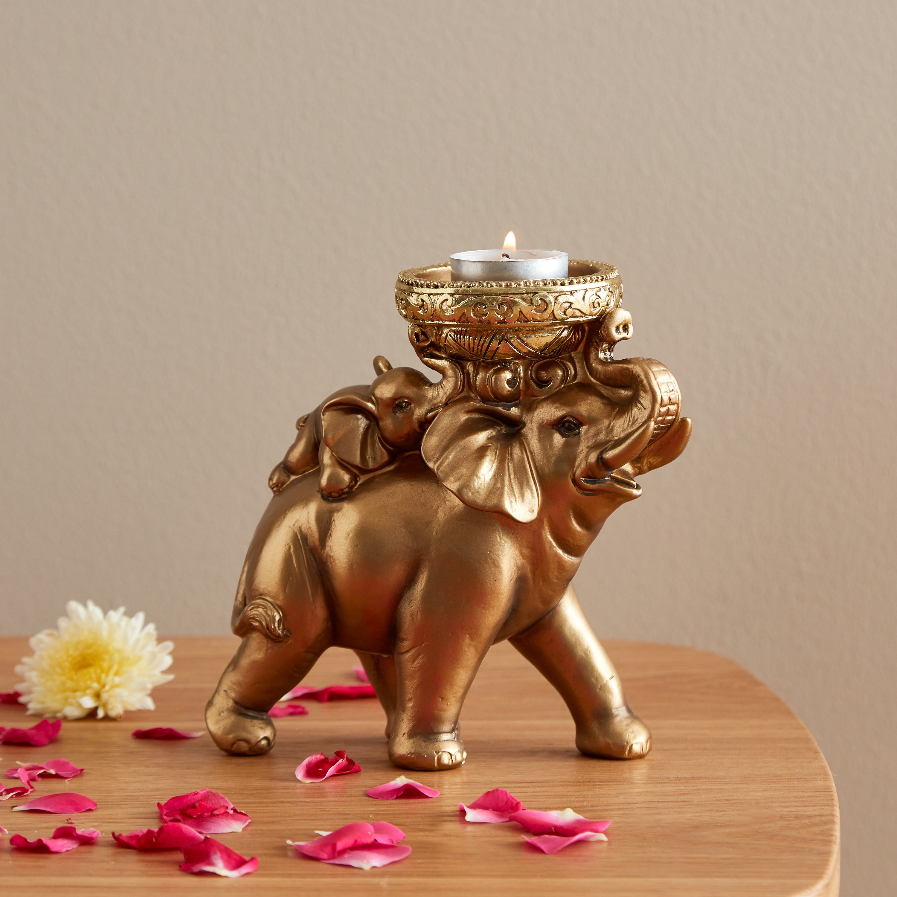 حامل شموع صغيرة بتصميم فيل من ديفاين - 30.5x7x12 سم-hbxlivingroom-decorandaccessories-candleholders-image-1