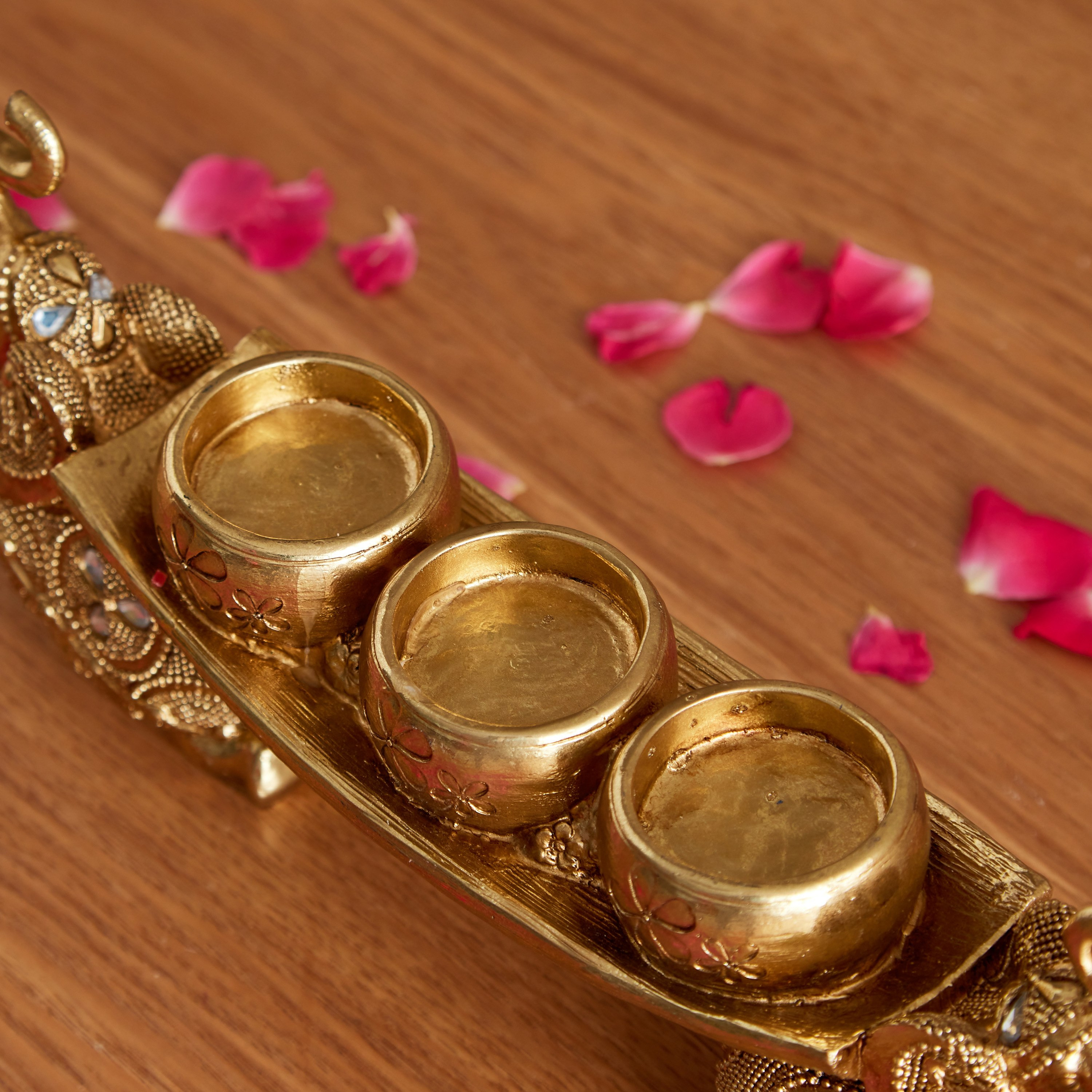 صينية بتصميم فيل مع حاملات شموع صغيرة من ديفاين - 16.5x8x16 سم-hbxlivingroom-decorandaccessories-candleholders-image-4