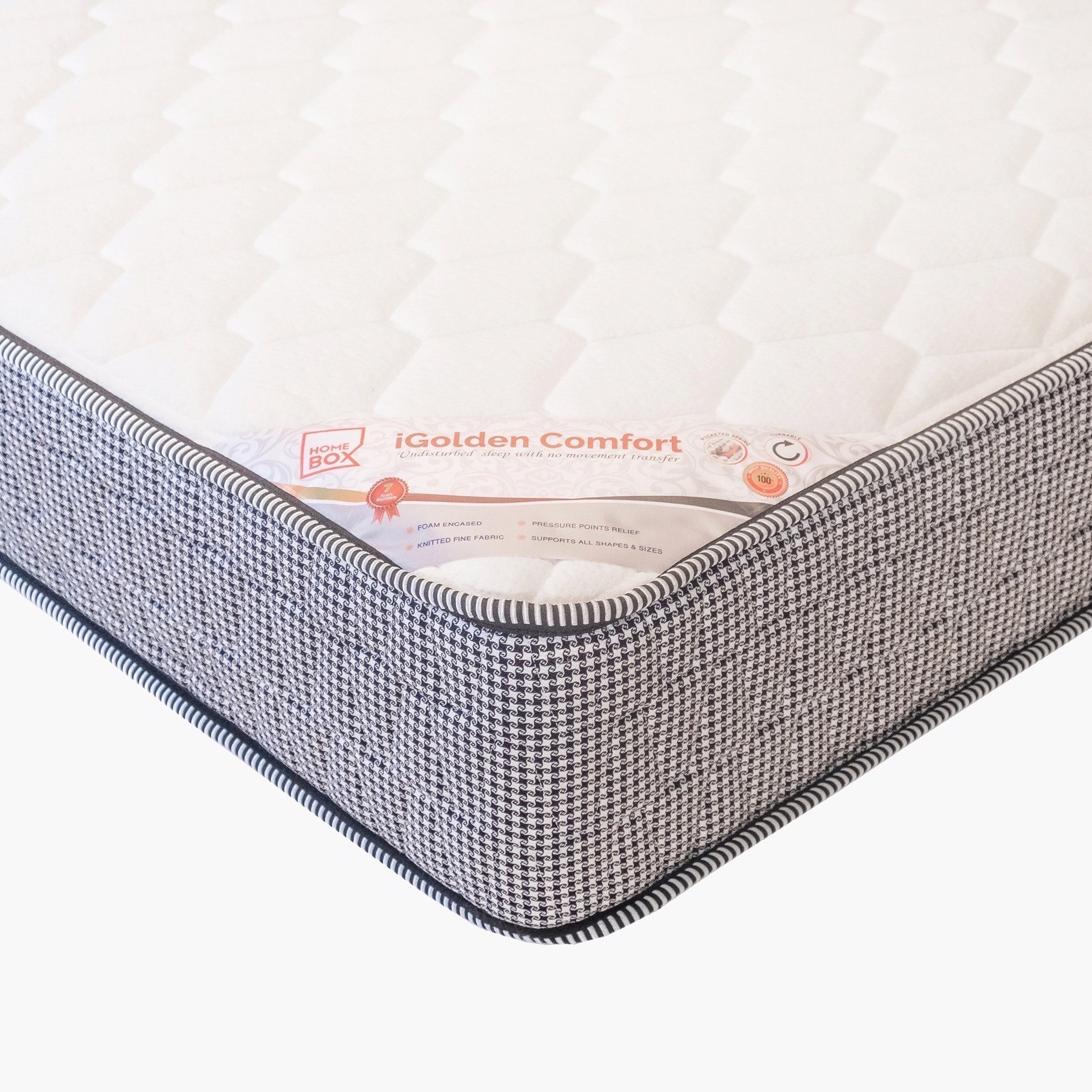 SleepNest iGolden Comfort Medium Firm Pocket Spring Single Mattress - 90x200x26 cm-hbxfurniture-bedroom-mattresses-single-image-2