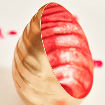 Zoha Foiled Metal Egg Shaped Tealight Votive Candleholder - 8x8x12 cms