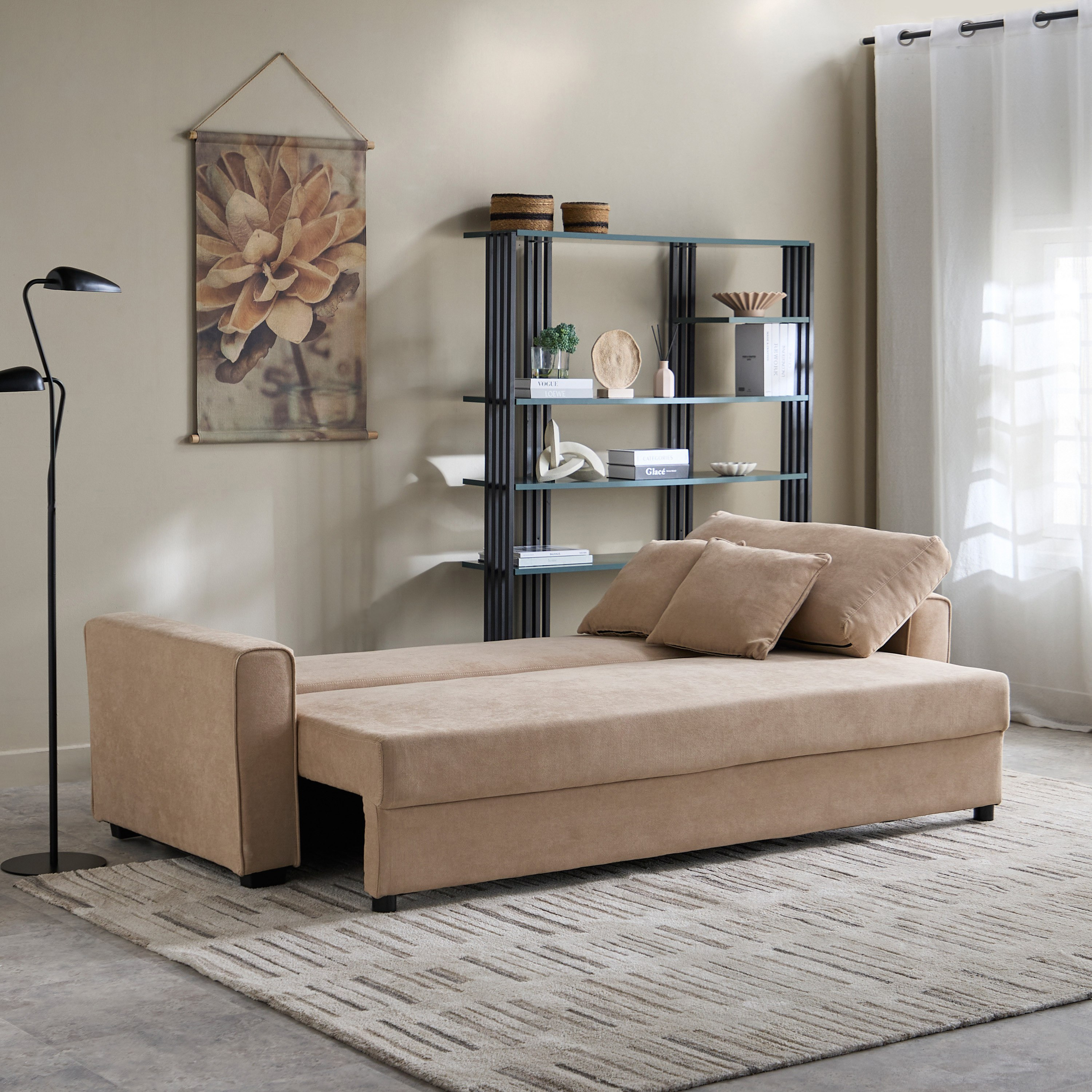 كنبة سرير قابلة للسحب 3 مقاعد مع مساحة تخزين و2 وسادة من سايروس-hbxfurniture-sofasandarmchairs-sofabeds-image-2