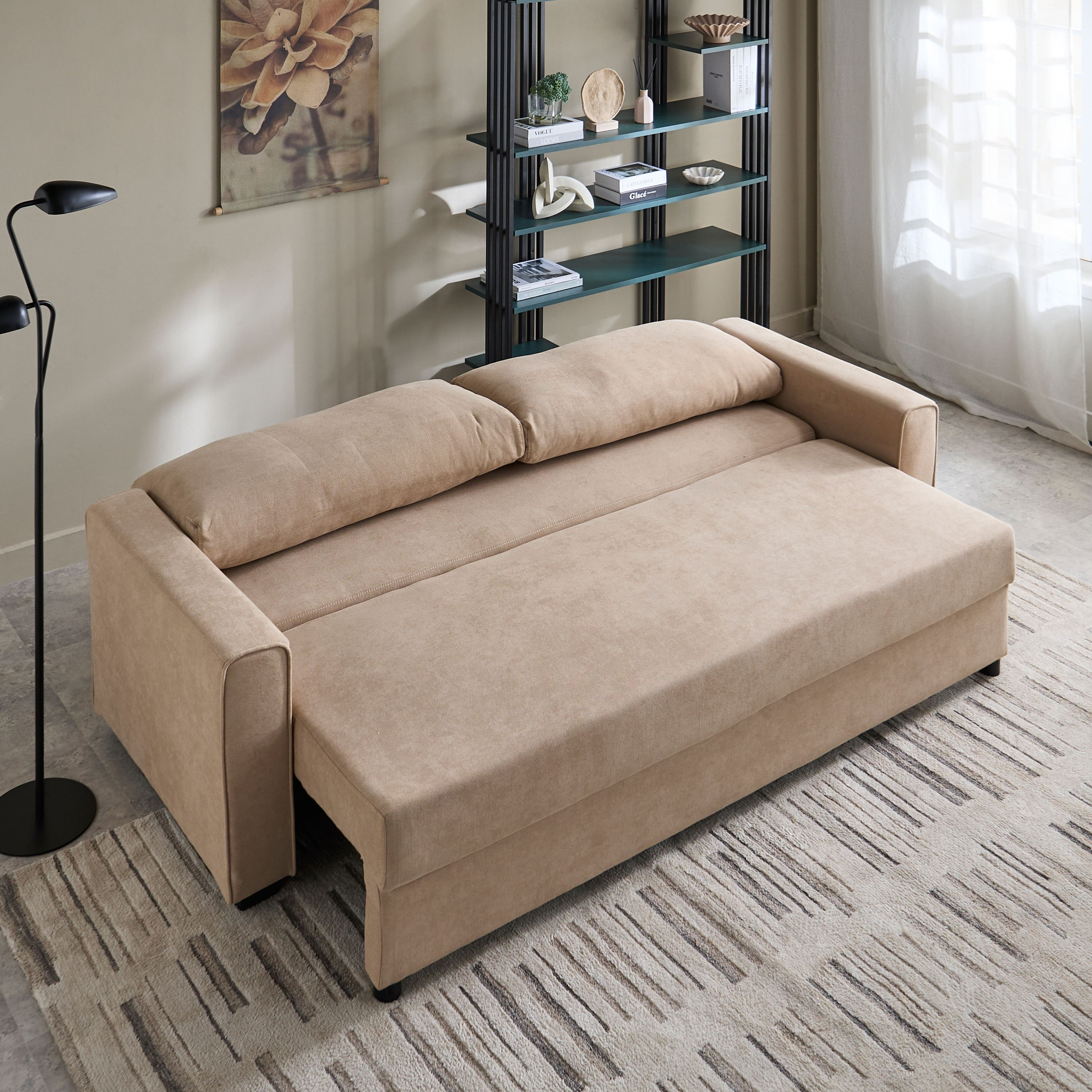 كنبة سرير قابلة للسحب 3 مقاعد مع مساحة تخزين و2 وسادة من سايروس-hbxfurniture-sofasandarmchairs-sofabeds-image-3