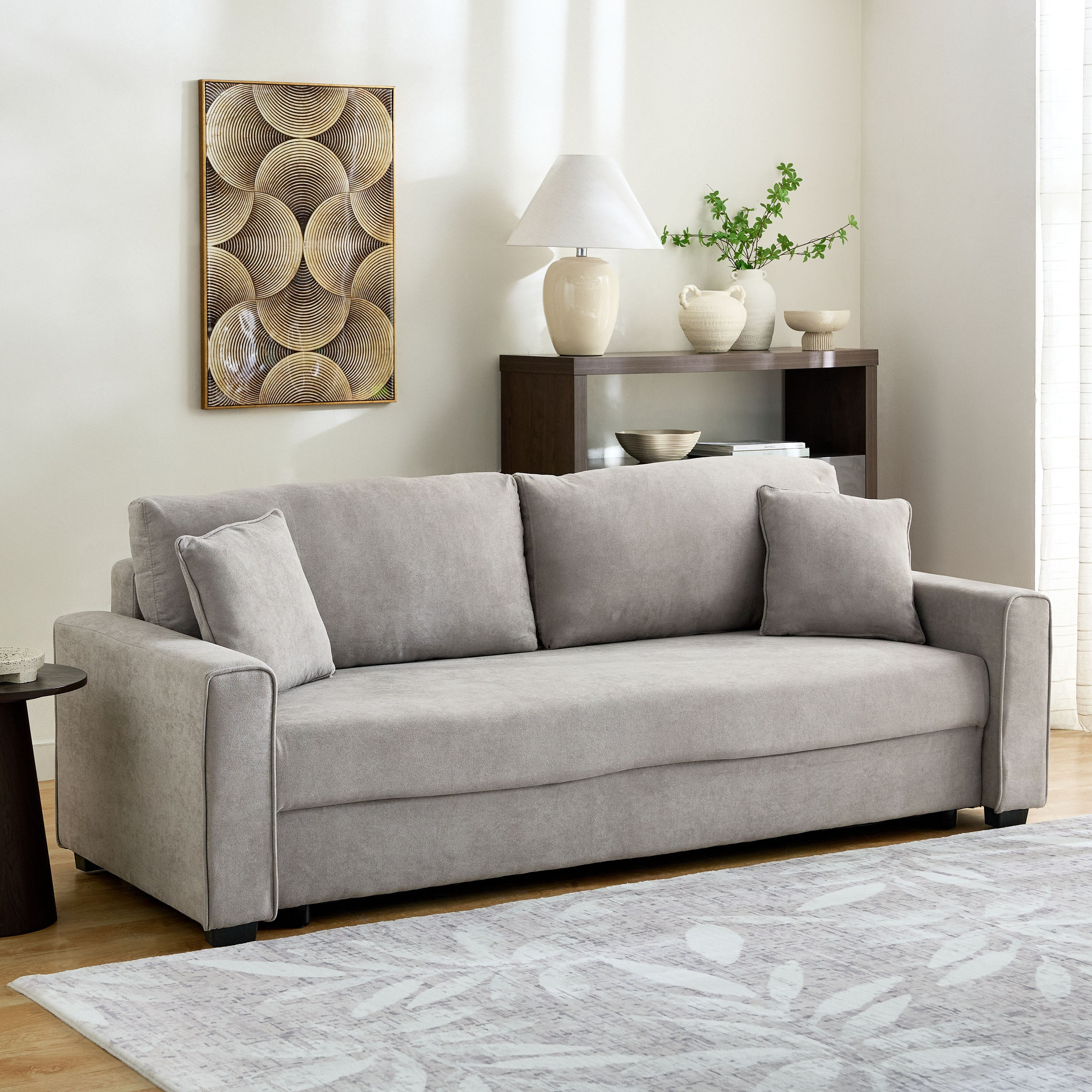 كنبة سرير قابلة للسحب 3 مقاعد مع مساحة تخزين و2 وسادة من سايروس-hbxfurniture-sofasandarmchairs-sofabeds-image-1
