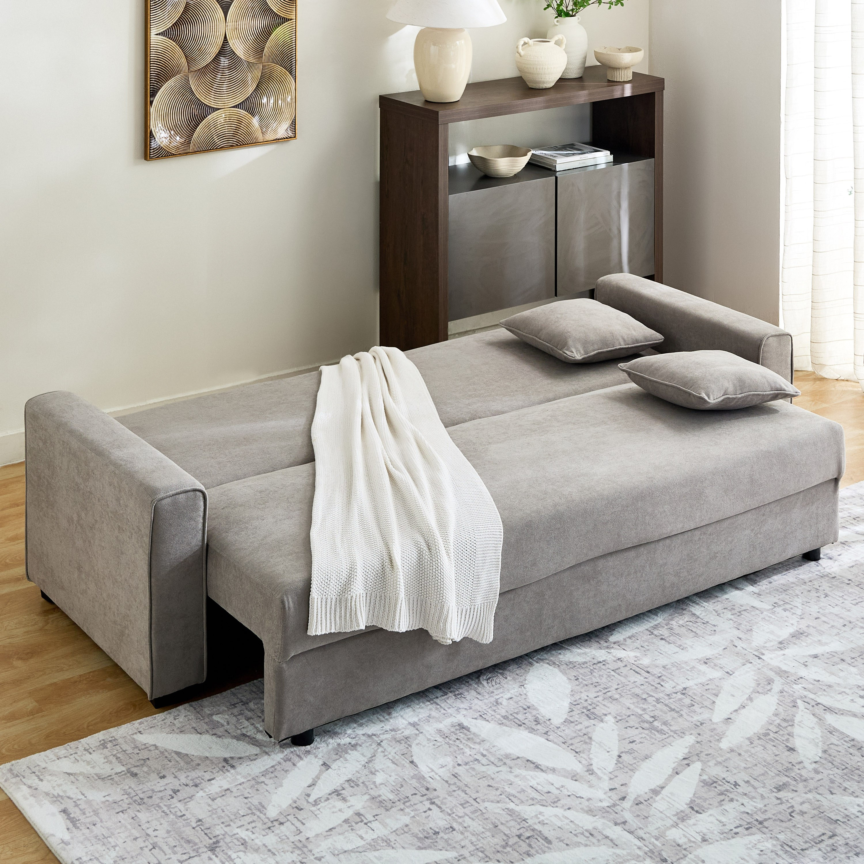 كنبة سرير قابلة للسحب 3 مقاعد مع مساحة تخزين و2 وسادة من سايروس-hbxfurniture-sofasandarmchairs-sofabeds-image-4