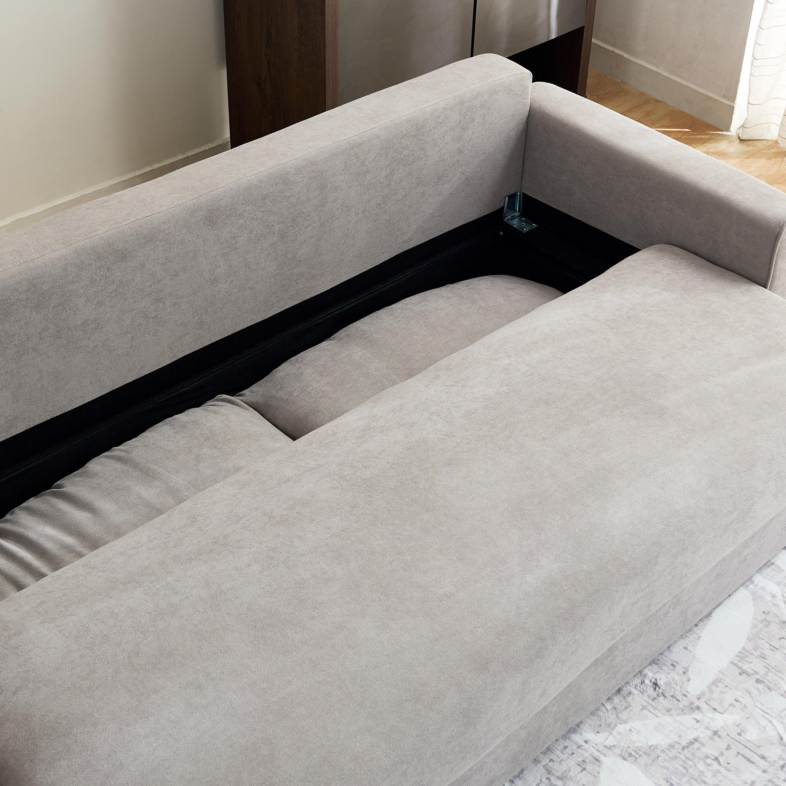 كنبة سرير قابلة للسحب 3 مقاعد مع مساحة تخزين و2 وسادة من سايروس-hbxfurniture-sofasandarmchairs-sofabeds-image-8