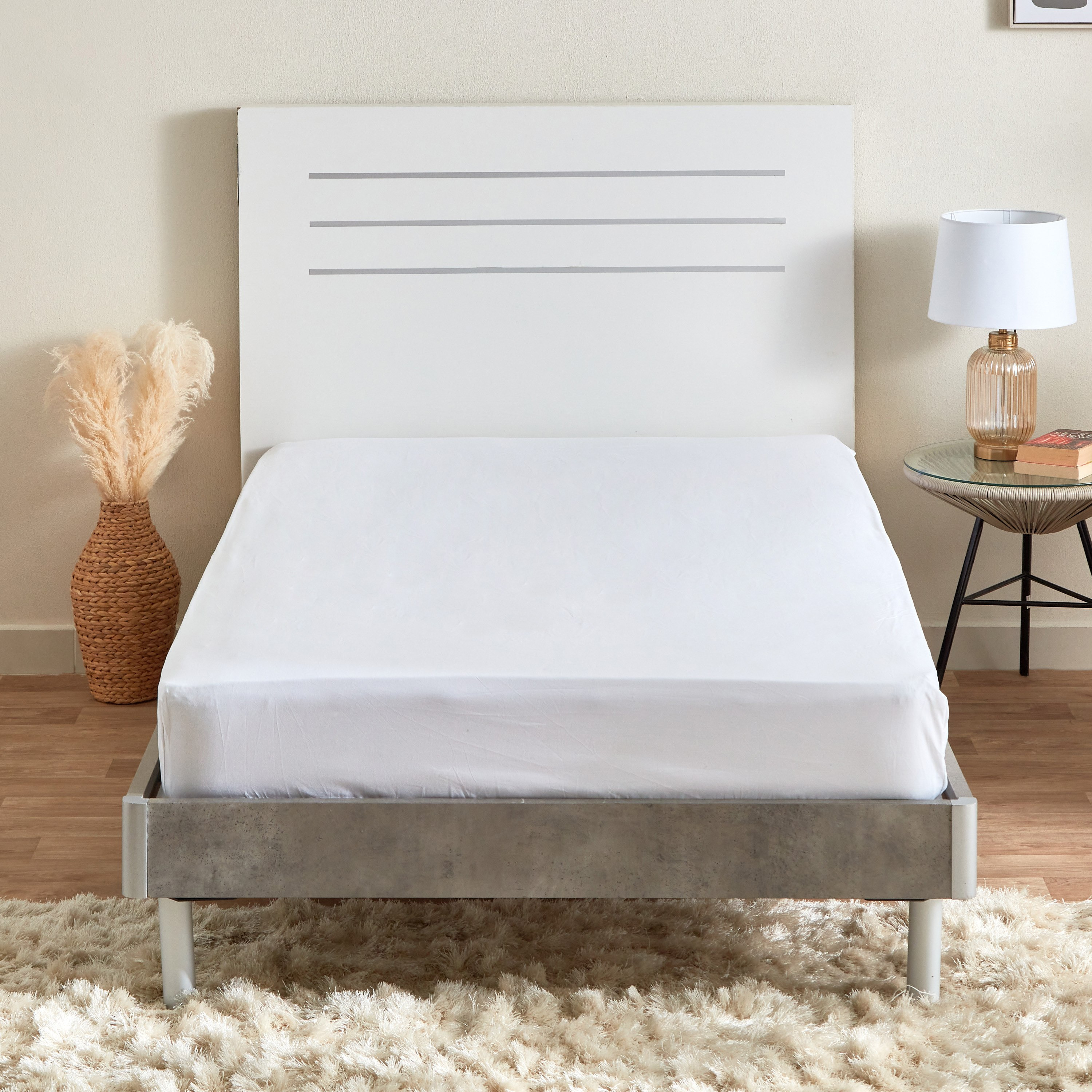 شرشف مطاطي فردي قطن سادة من زينيث - 90x200+25 سم-hbxhomeware-bedding-fittedsheets-image-2