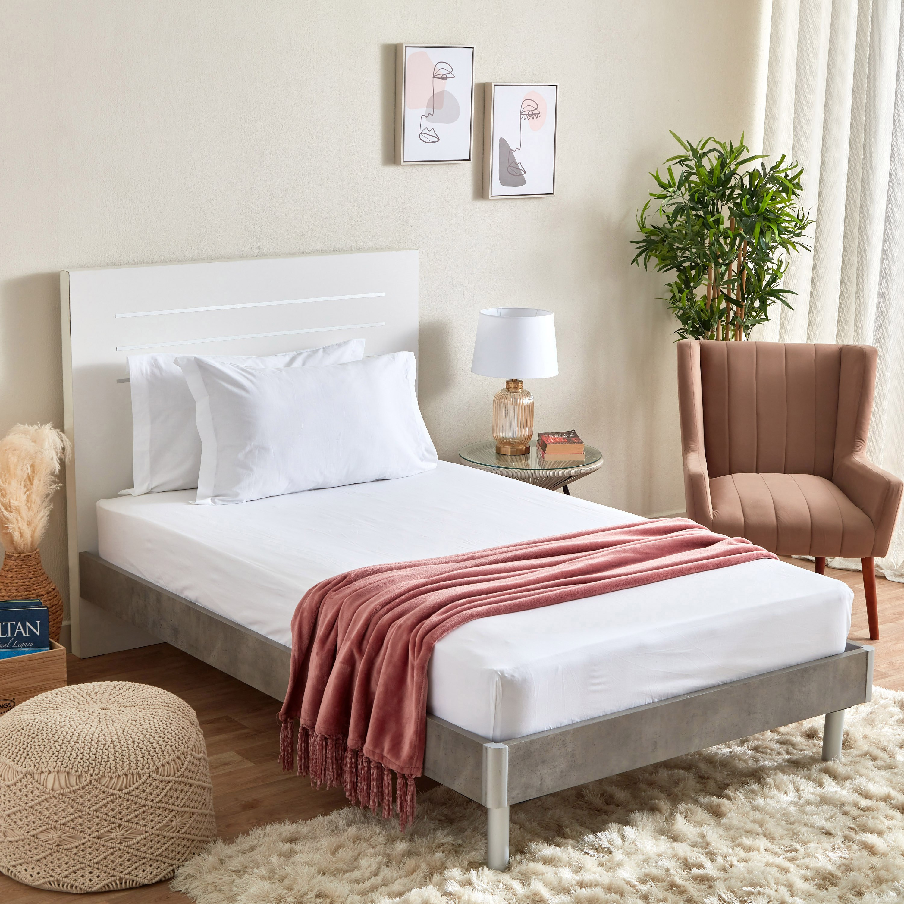 شرشف مطاطي فردي قطن سادة من زينيث - 90x200+25 سم-hbxhomeware-bedding-fittedsheets-image-7